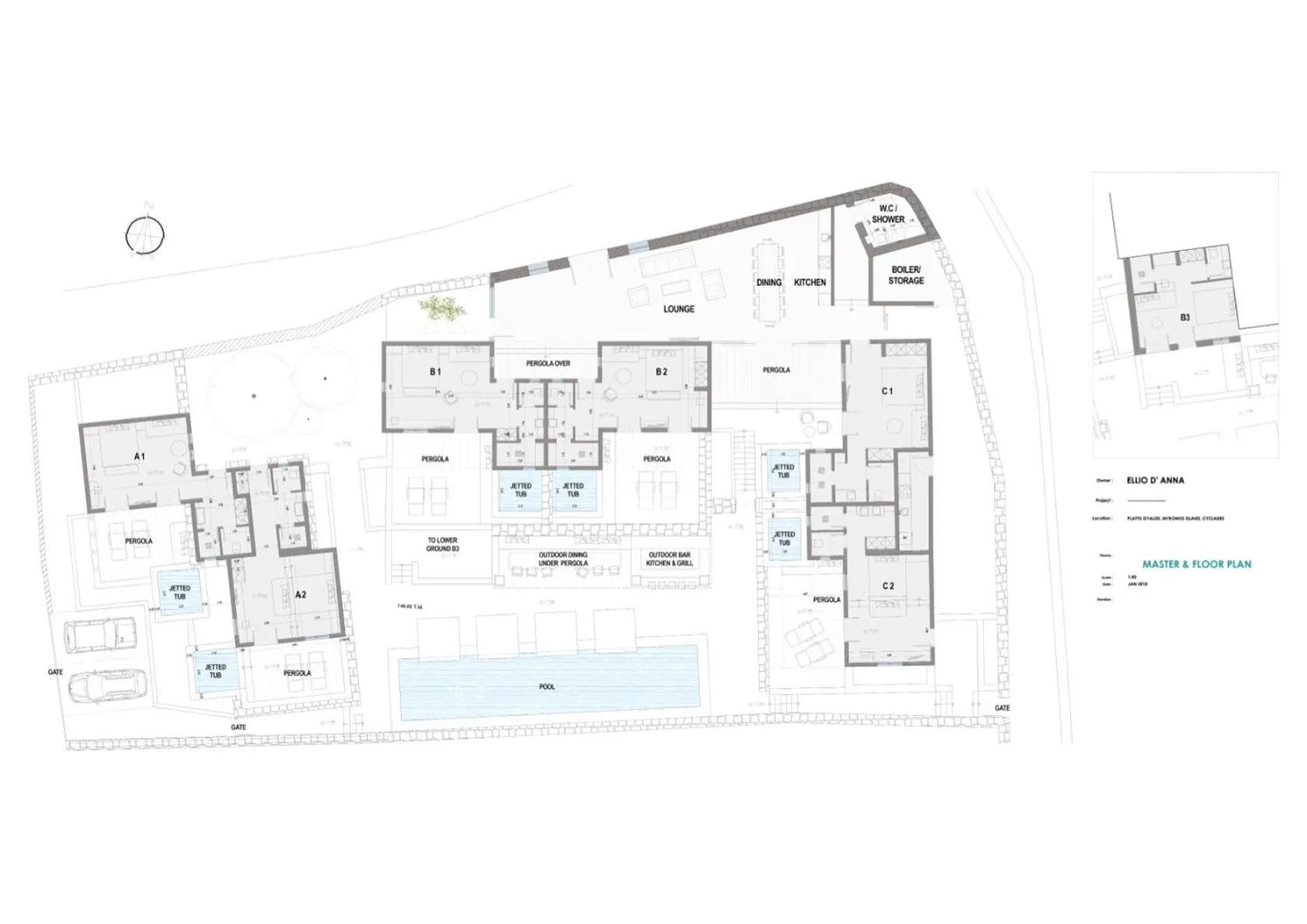 Floor plan in Trinity Mykonos - Beachfront Villa