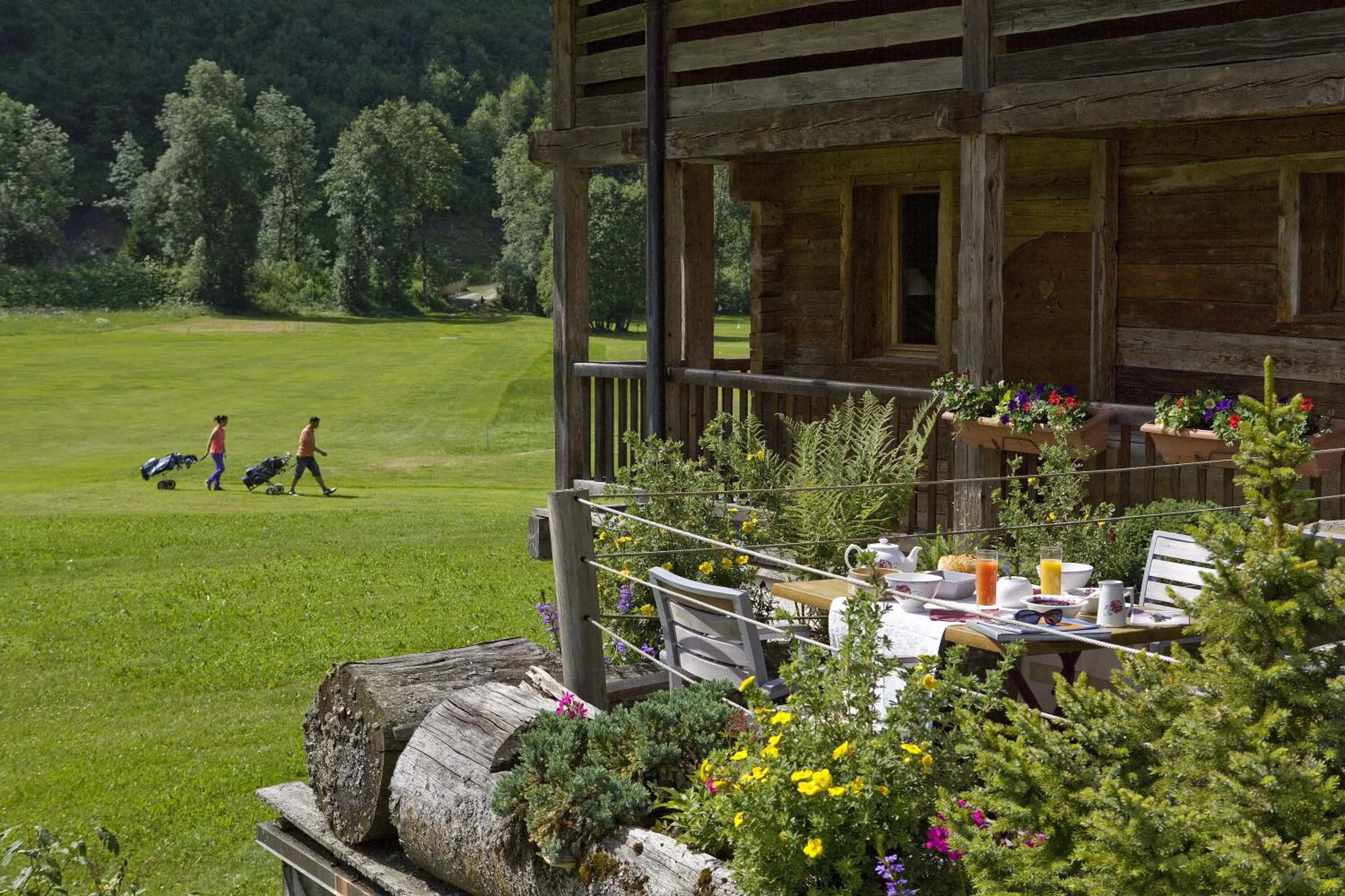 Balcony/Terrace in Chalet-Hôtel Les Fermes de Pierre & Anna