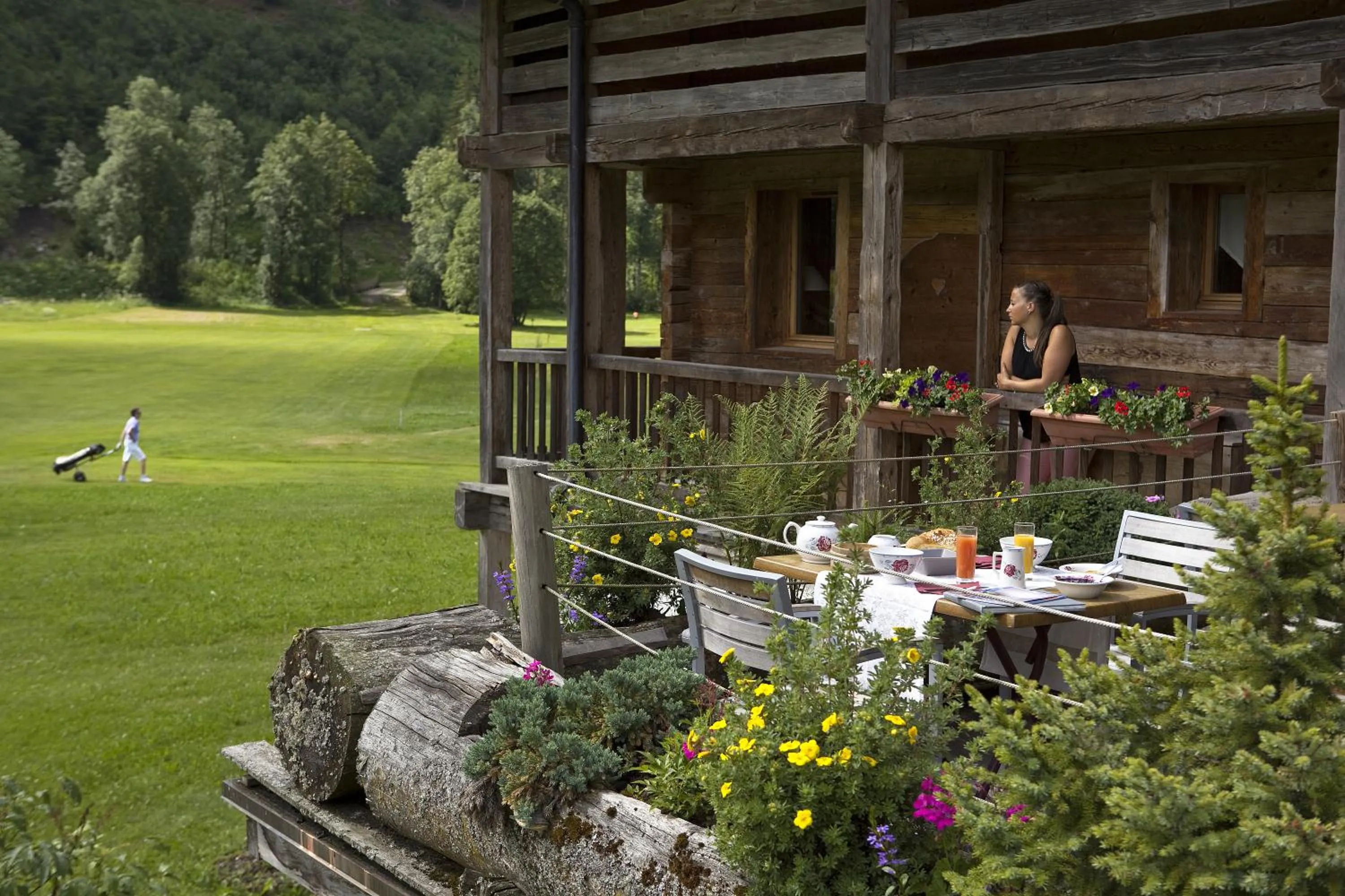 Balcony/Terrace in Chalet-Hôtel Les Fermes de Pierre & Anna