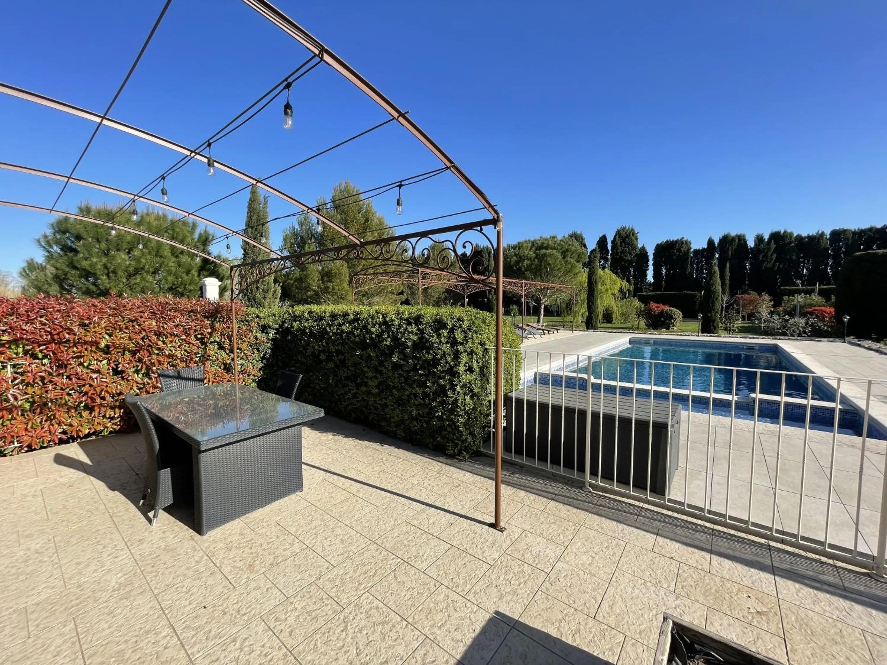 Pool view in Le Mas Des Chutes