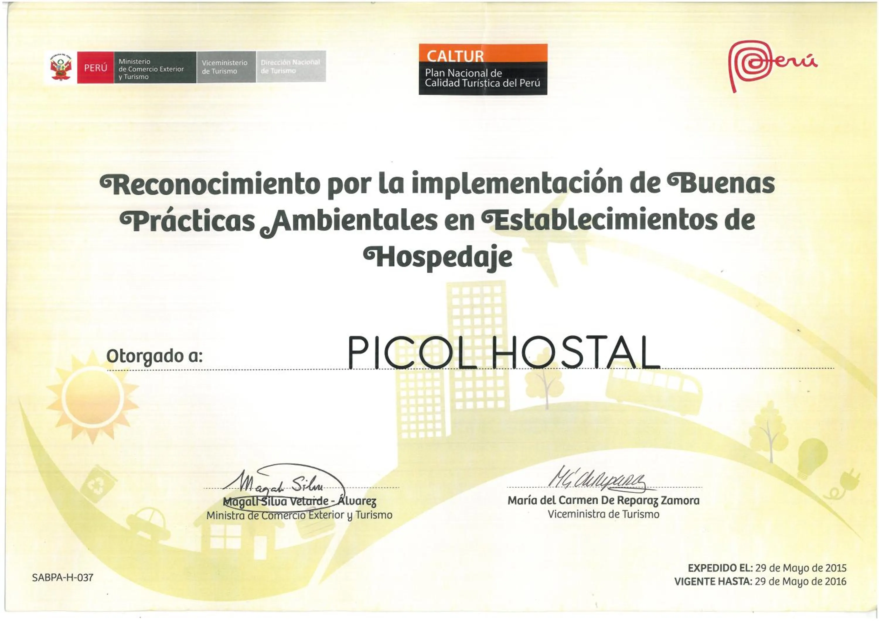 Certificate/Award in Picol Hostal