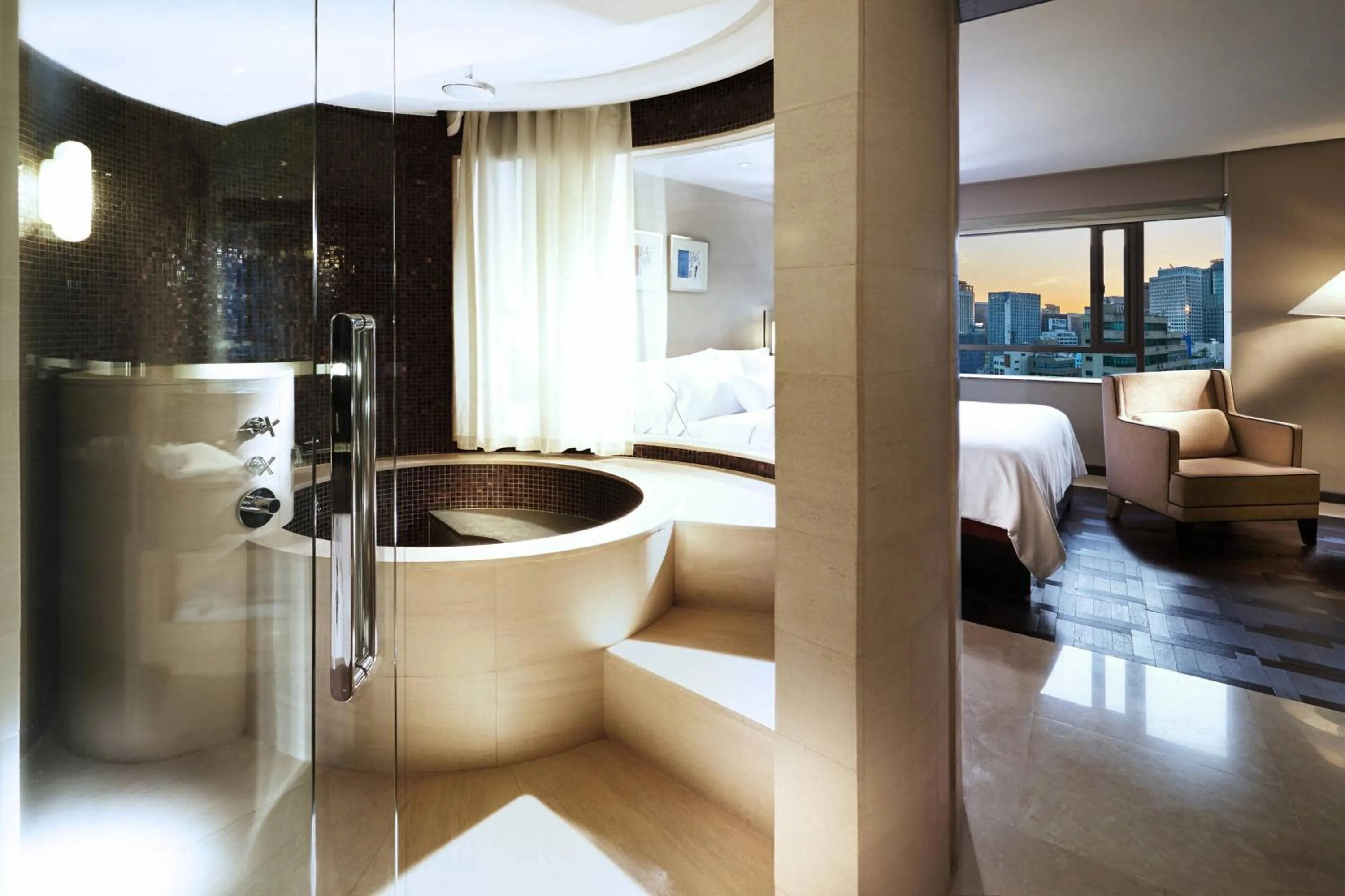 Bathroom, Bed in Westin Josun Seoul Hotel
