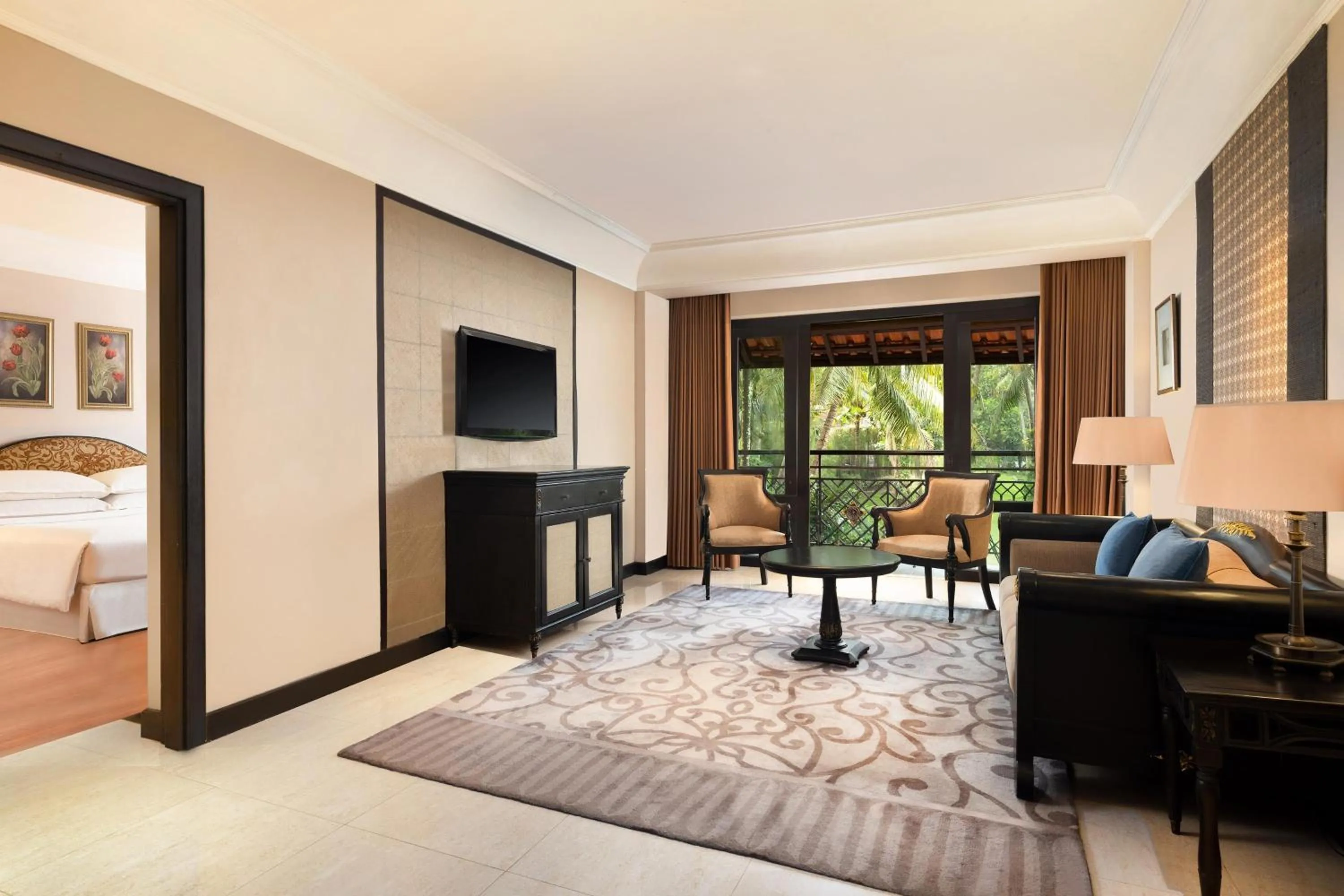 Living room, Bed in Mustika Yogyakarta Resort and Spa