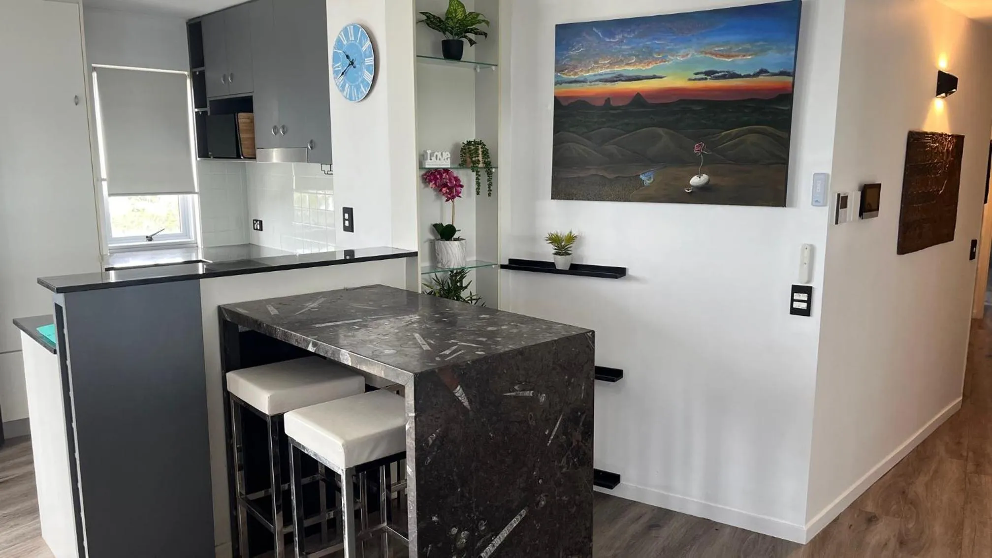 Kitchen or kitchenette in Pumicestone Blue