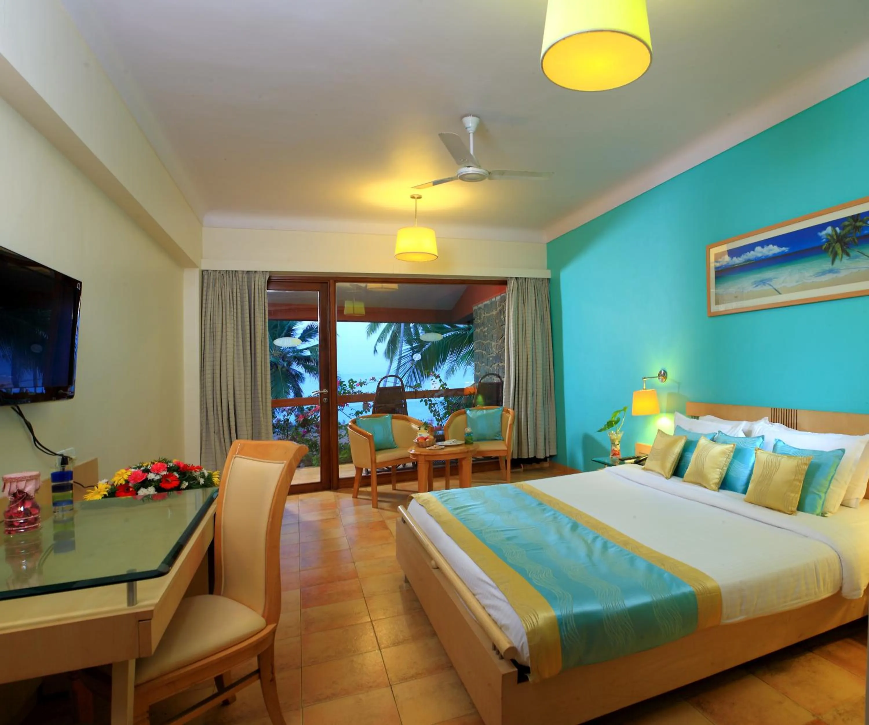 Bed in Uday Samudra Leisure Beach Hotel & Spa