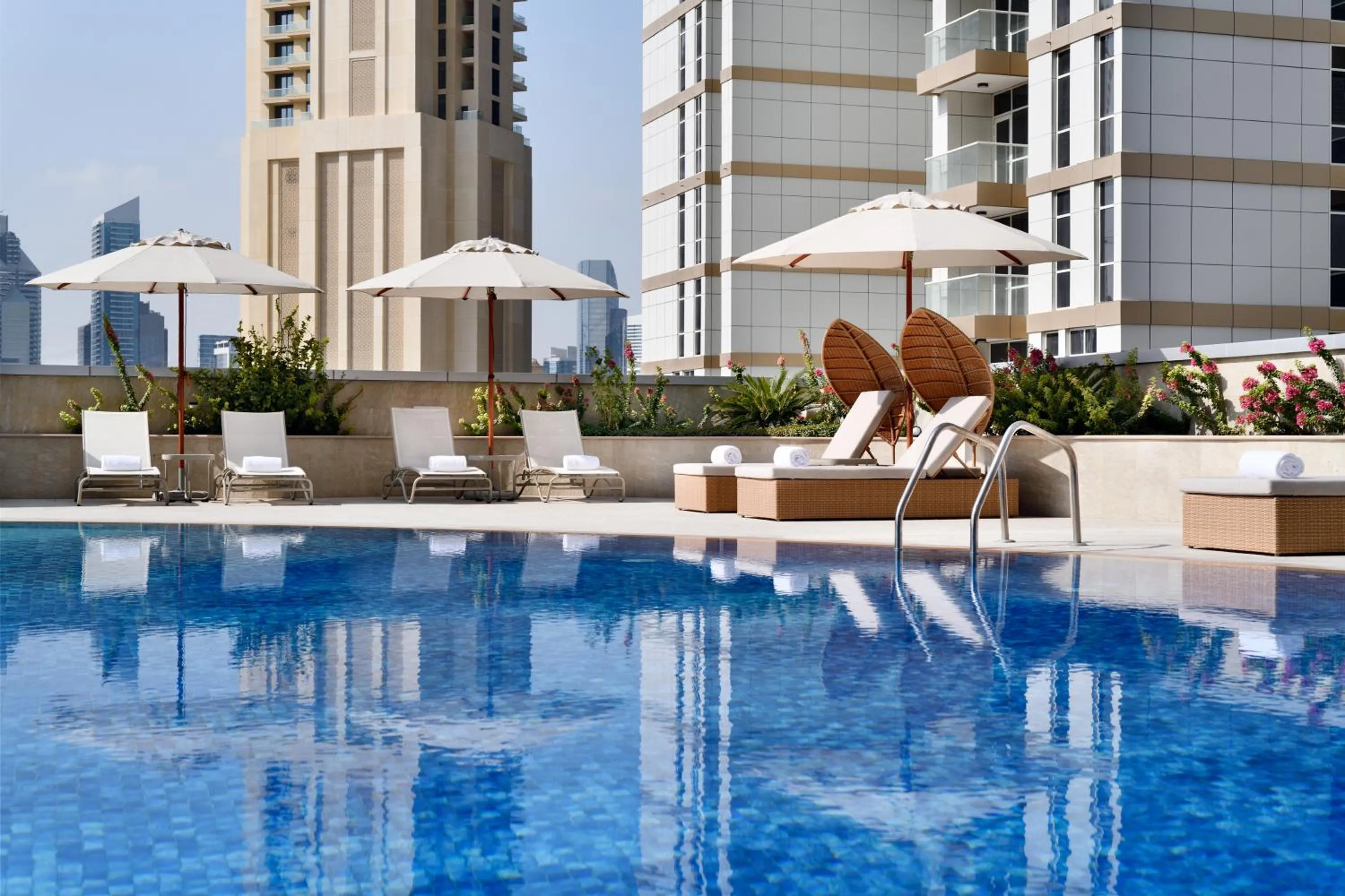 Swimming pool in Mövenpick Hotel Apartments Downtown Dubai