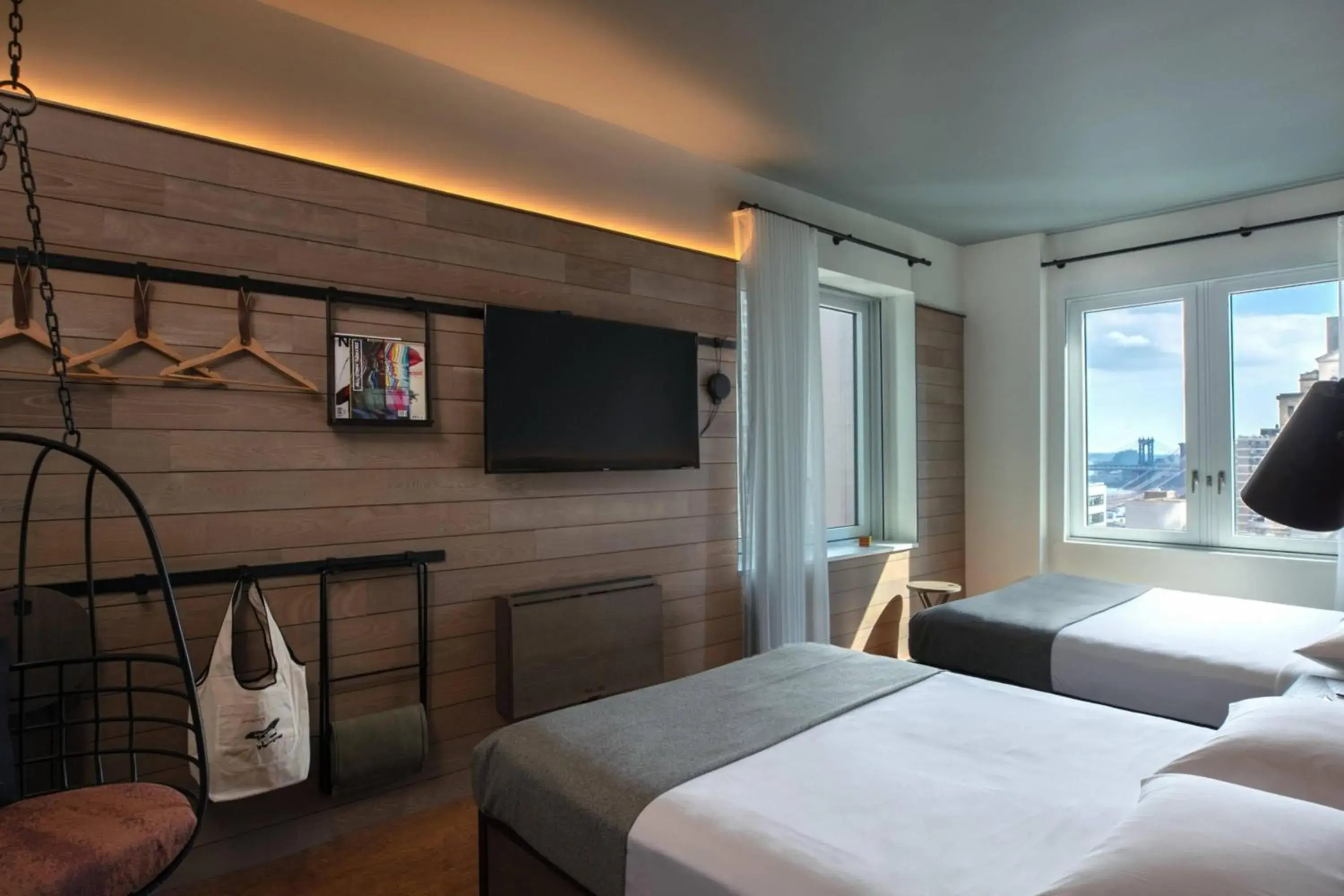Two Queen Beds with City View in Moxy NYC Downtown Two Queen Beds with City View in Moxy NYC Downtown