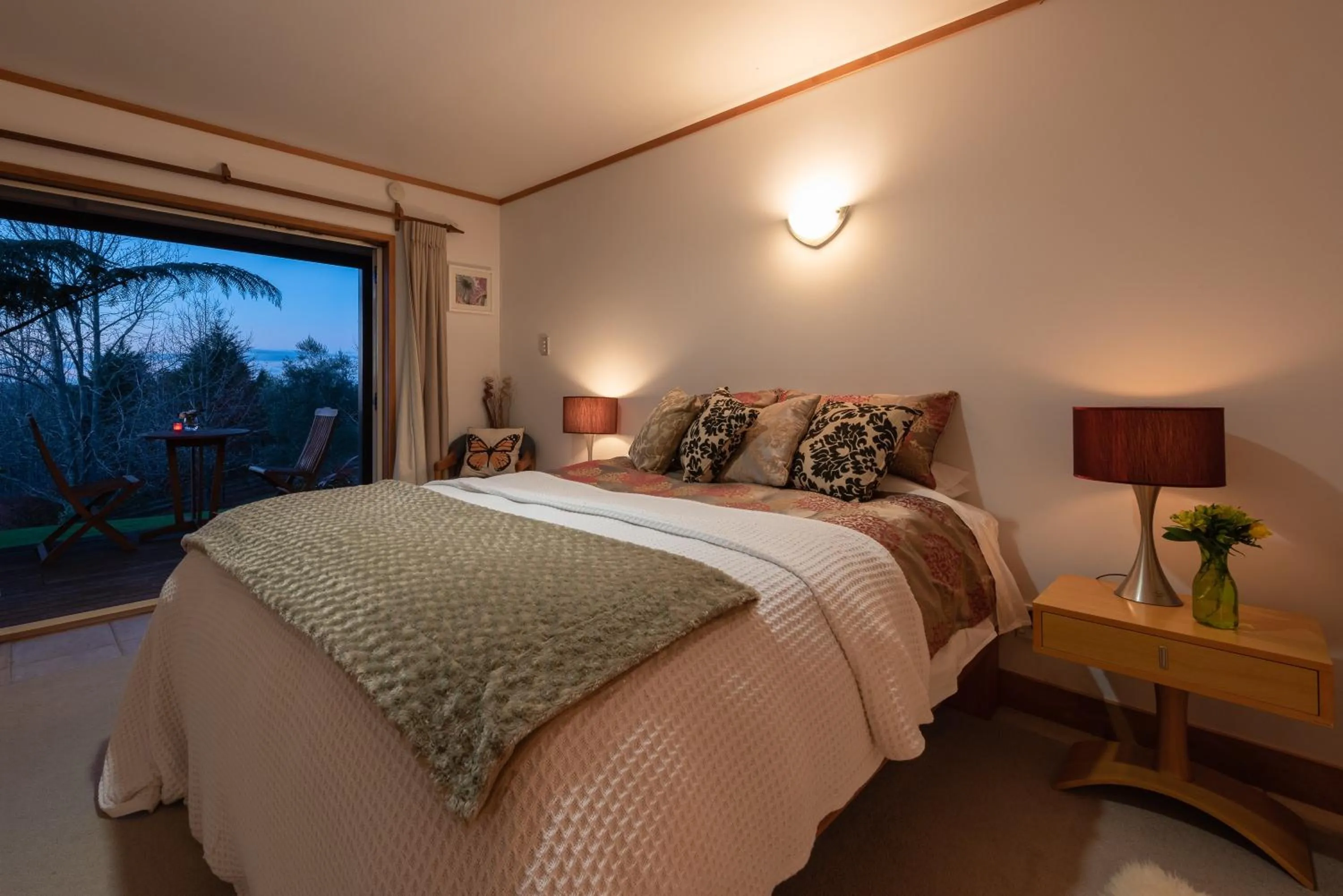 Bedroom, Bed in Puketotara Lodge