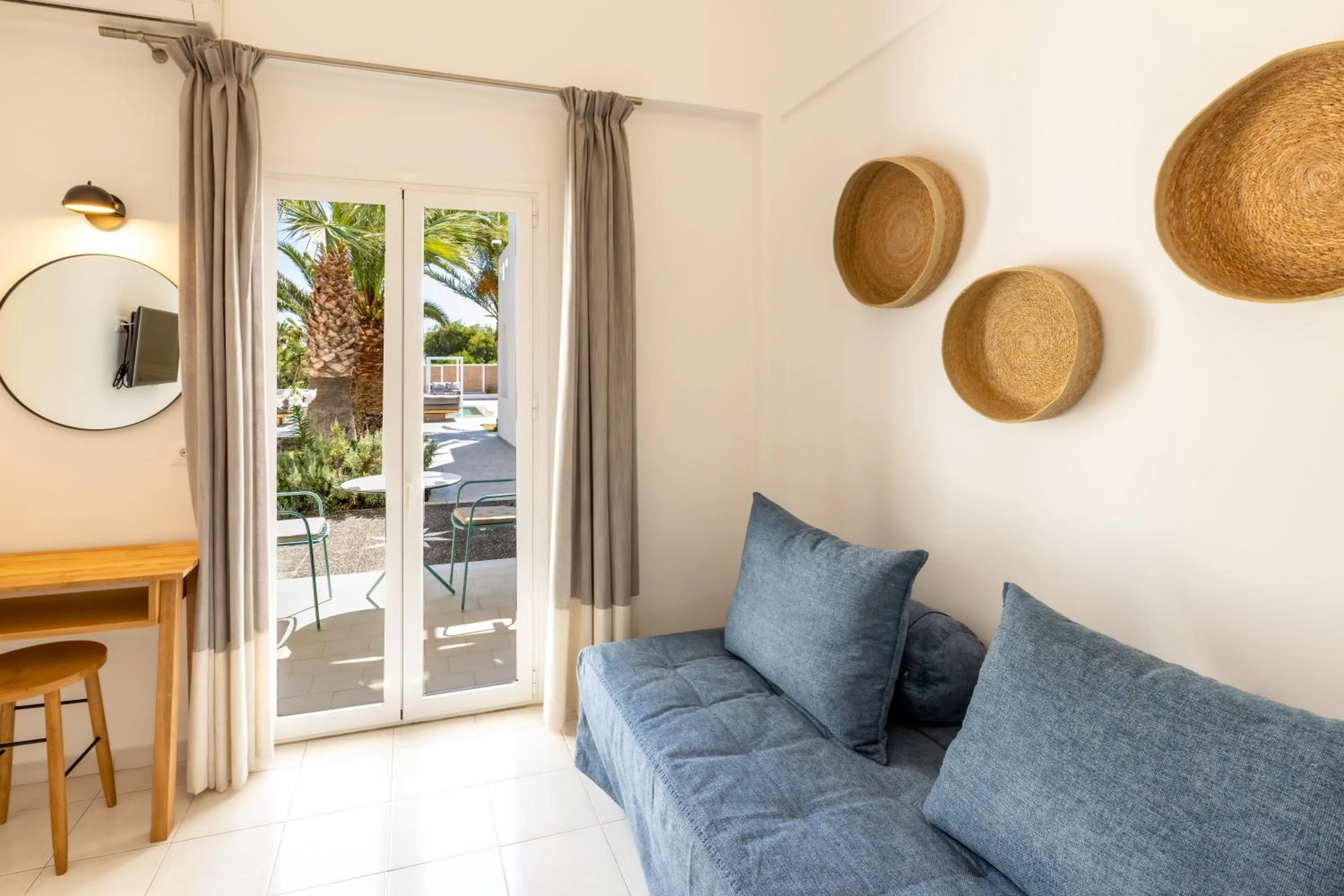 Seating area in Louis Studios Santorini