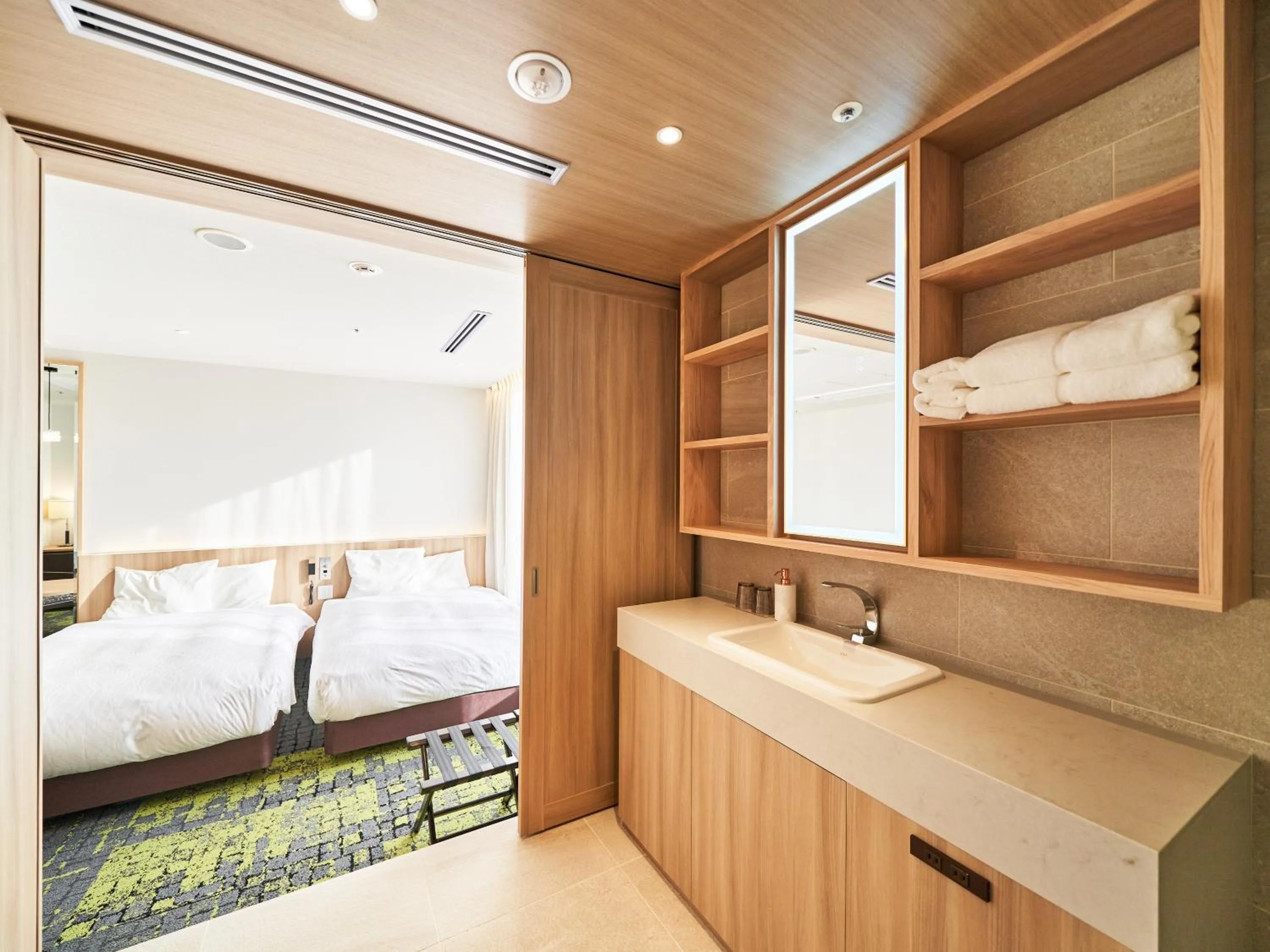 Bathroom, Bed in WeBase TAKAMATSU