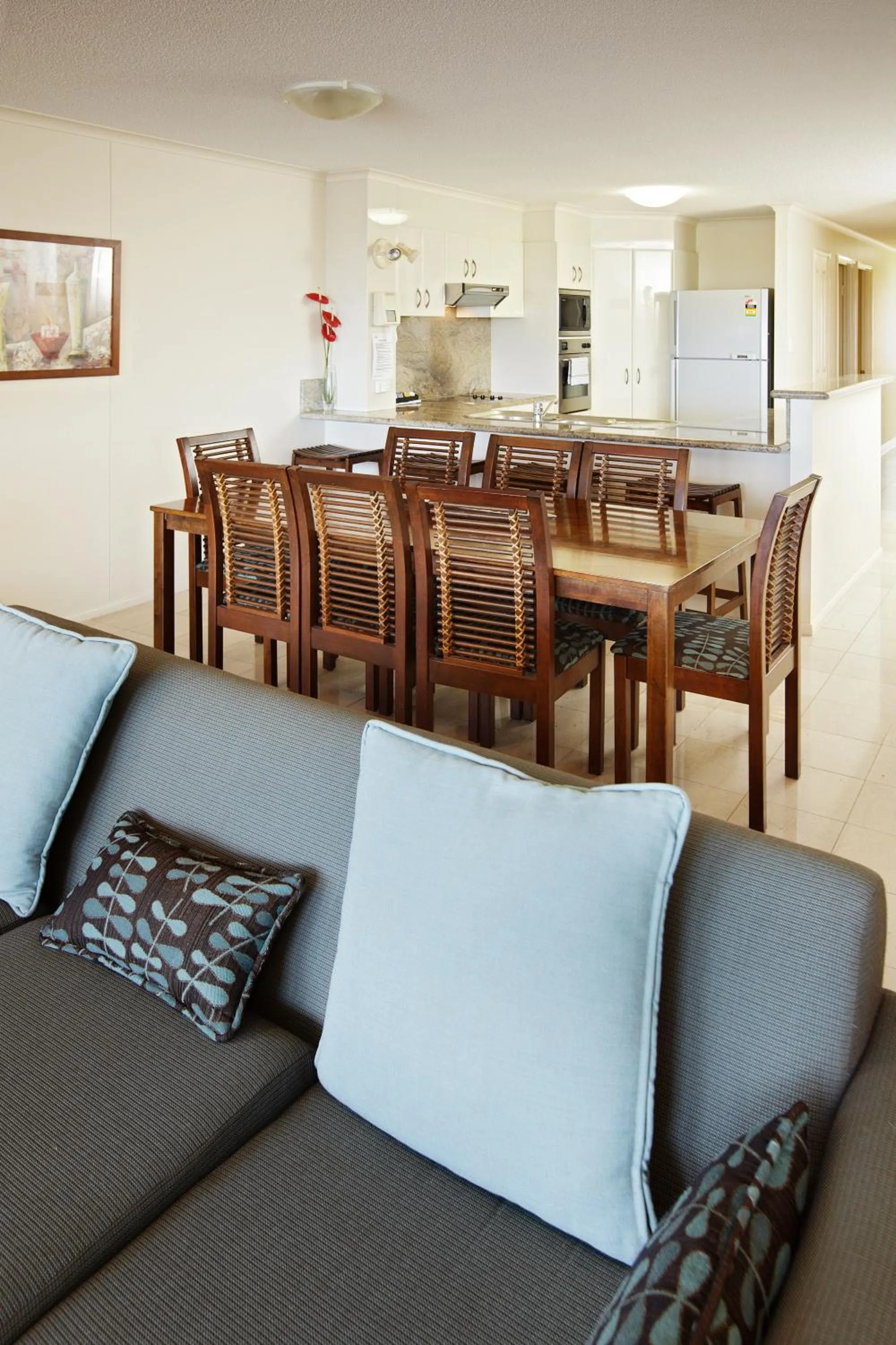 Dining area in On The River Apartments