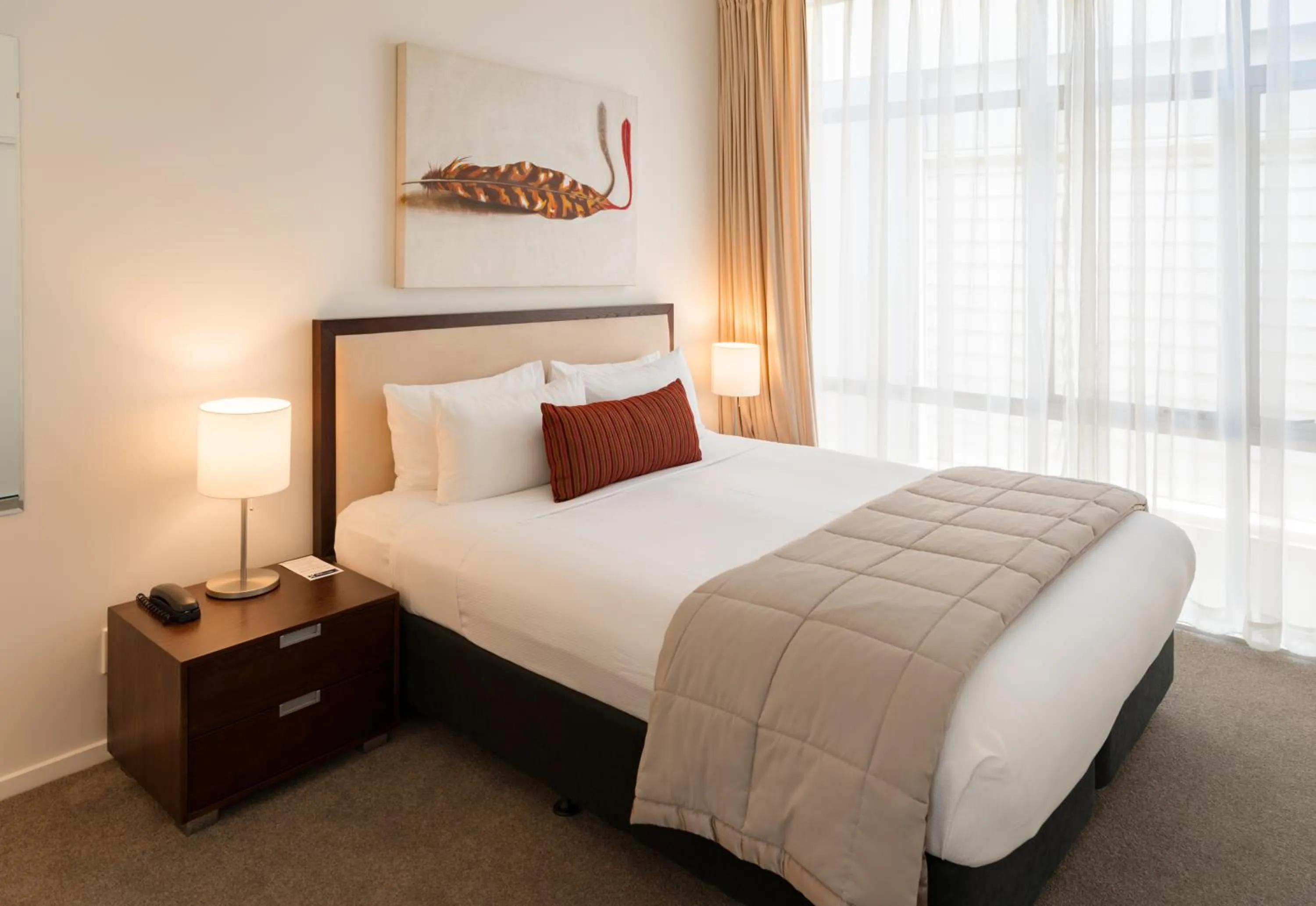 Bed in Boulcott Suites