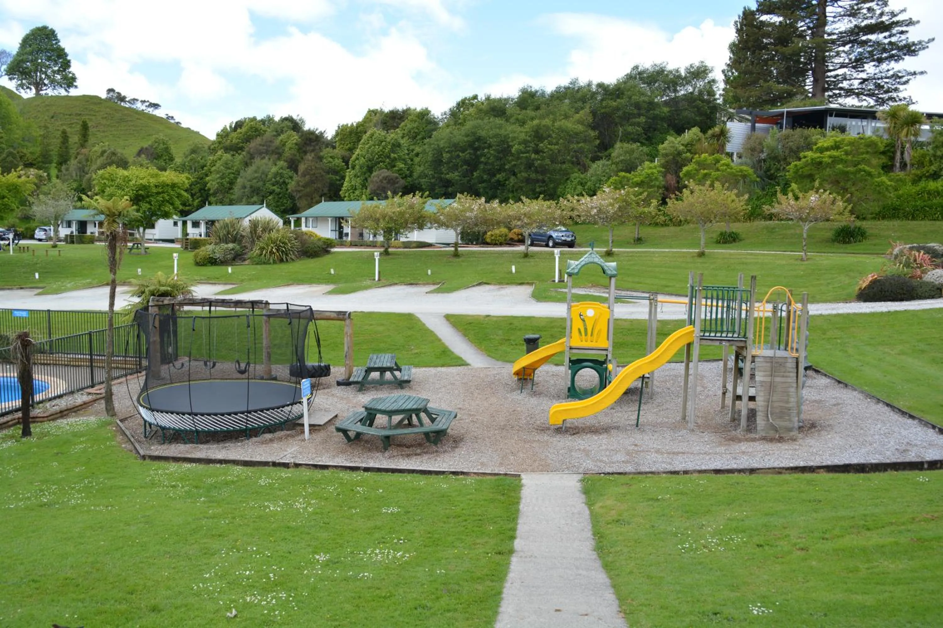 Children play ground in Waitomo TOP 10 Holiday Park