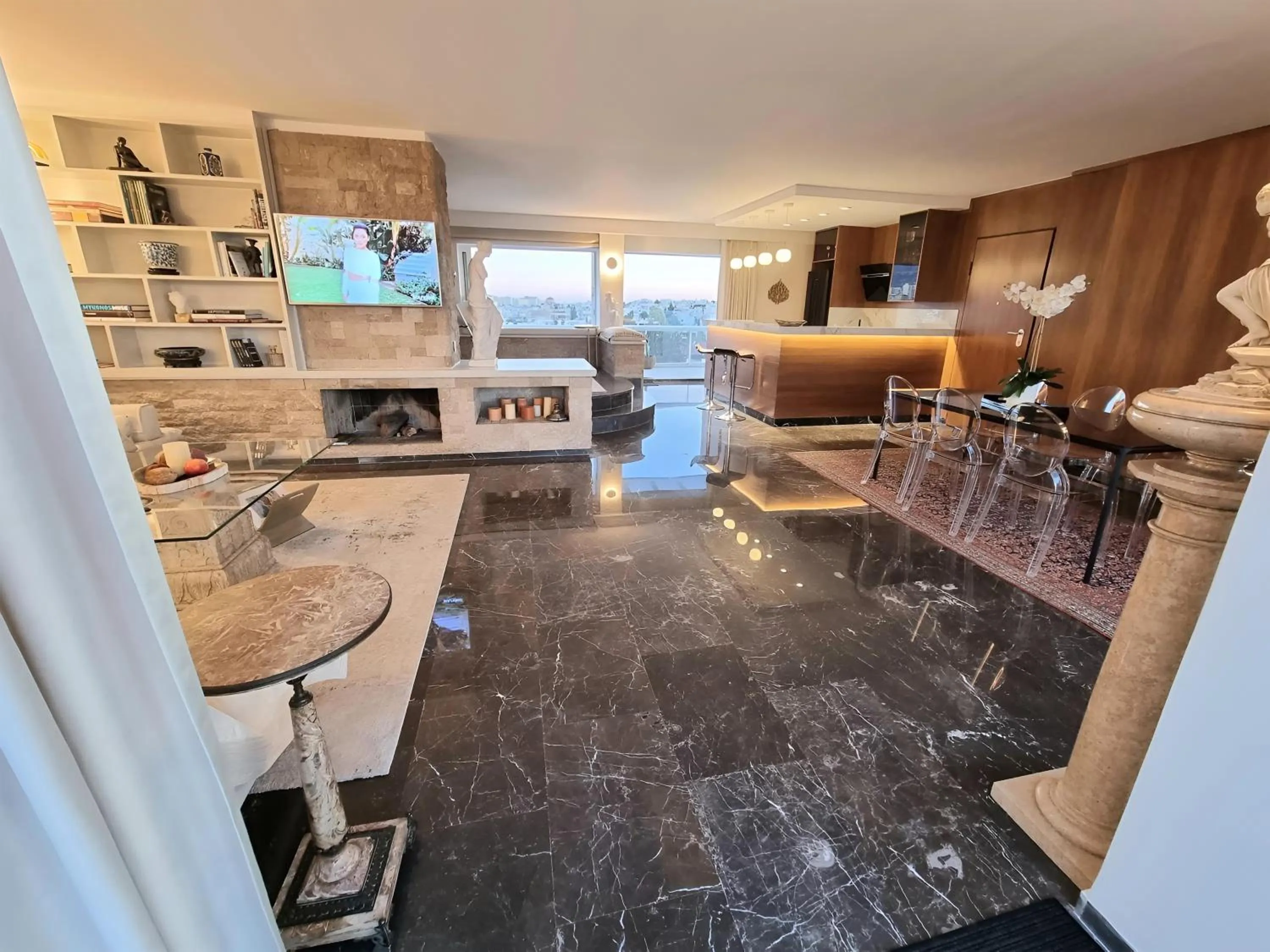 Living room in One 360 Skyline Athens Penthouses