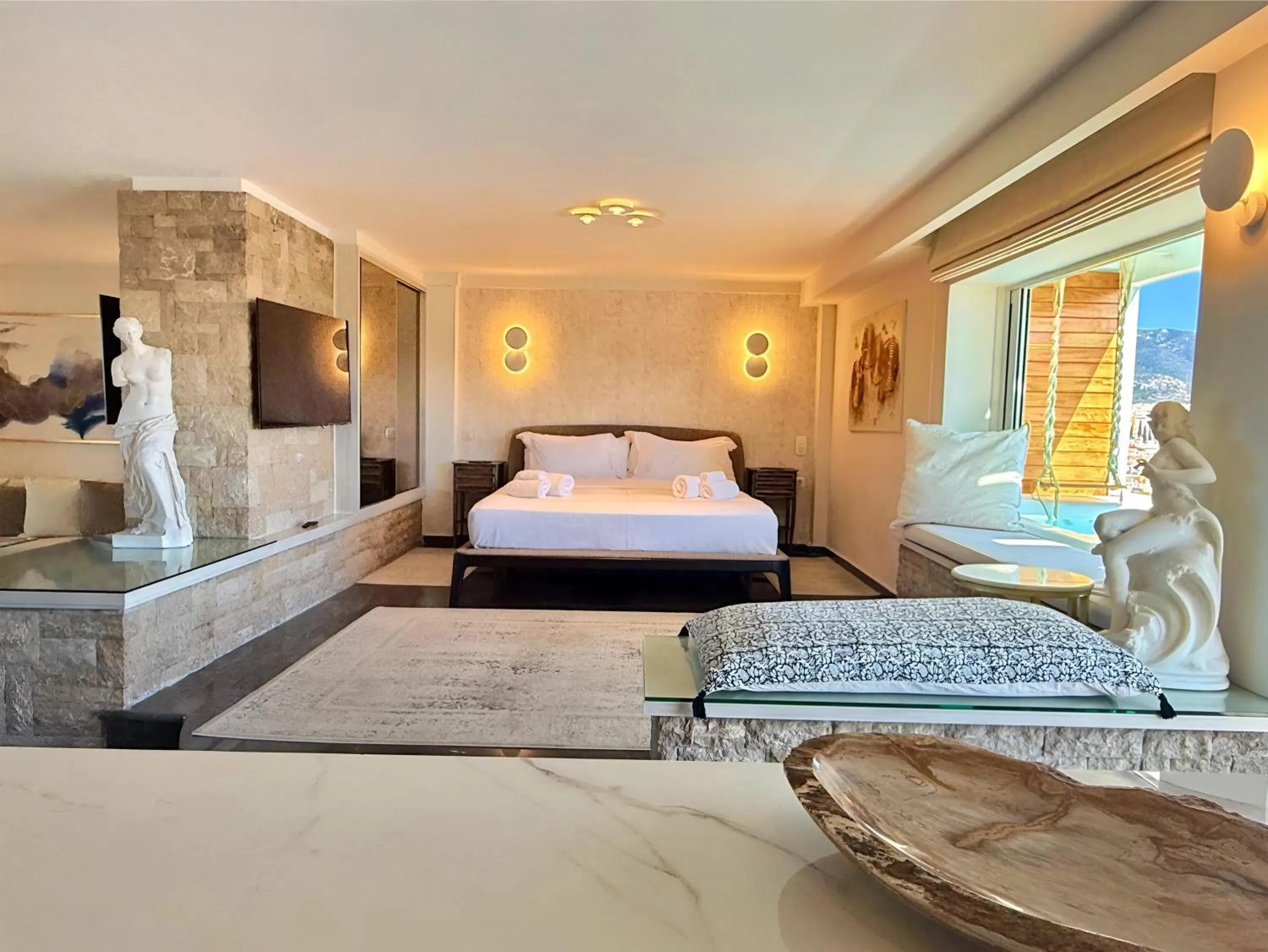 View (from property/room), Bed in One 360 Skyline Athens Penthouses