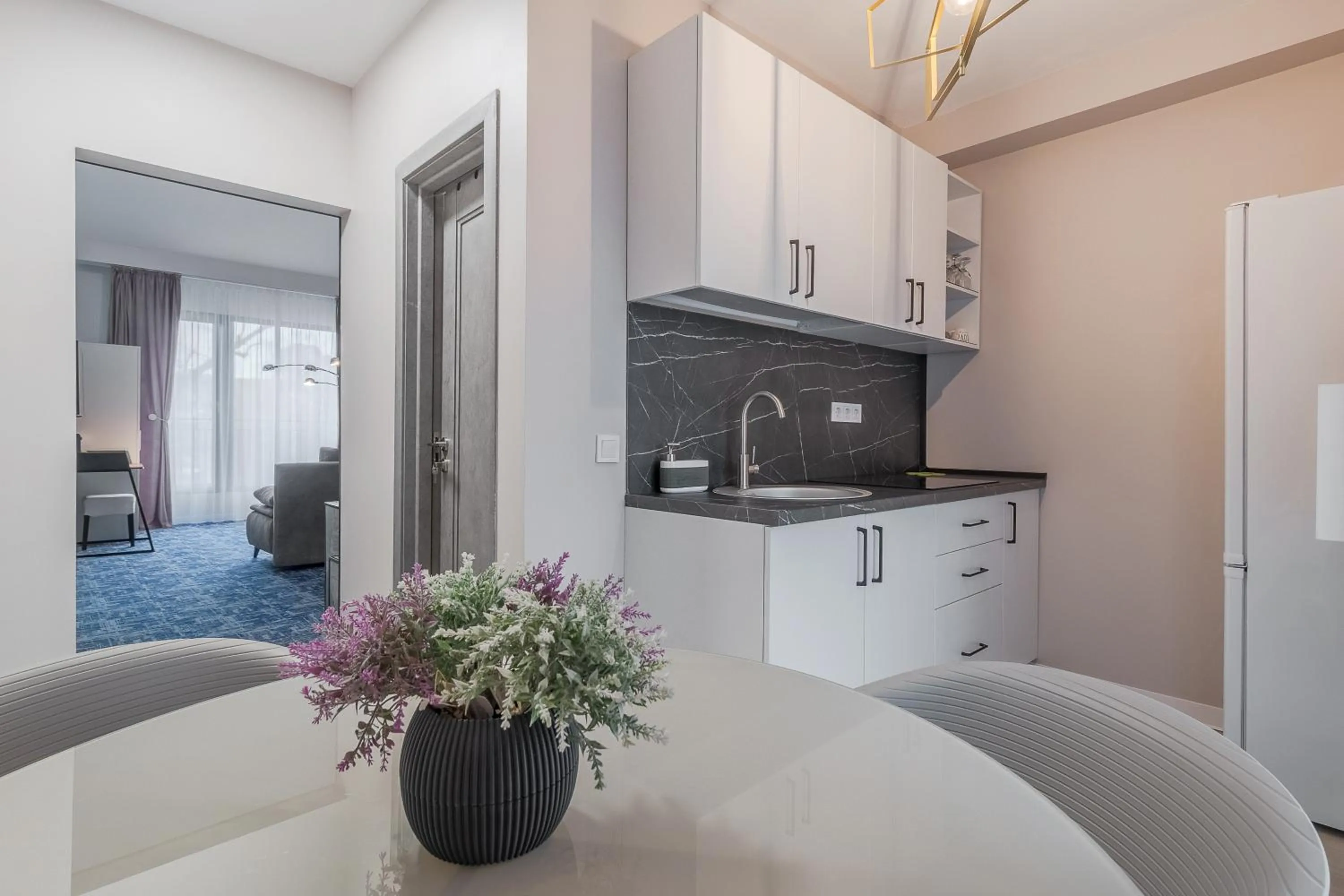 Kitchen or kitchenette in Aparthotel Aria Boutique