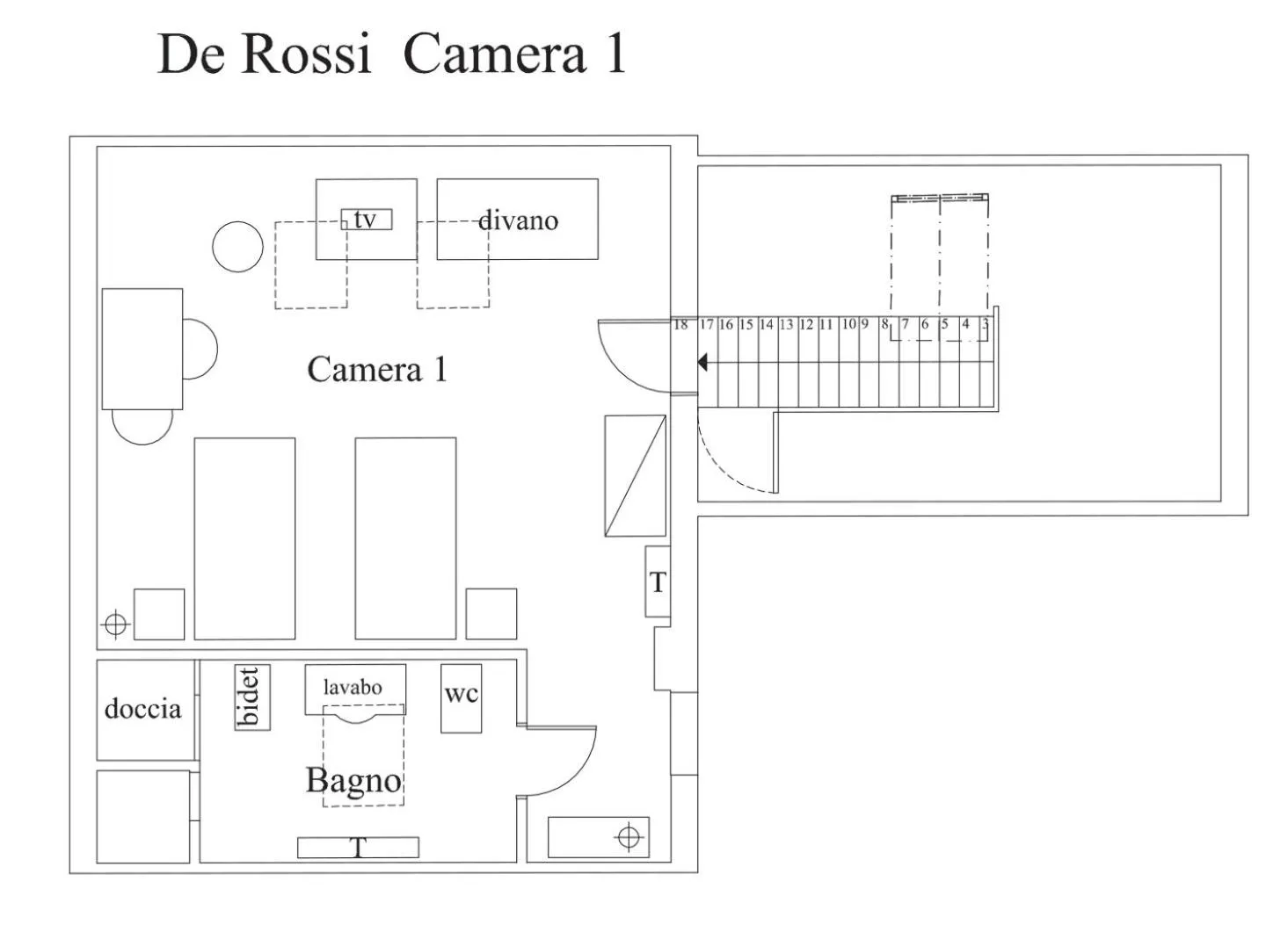 Bedroom in Palazzo Raspanti