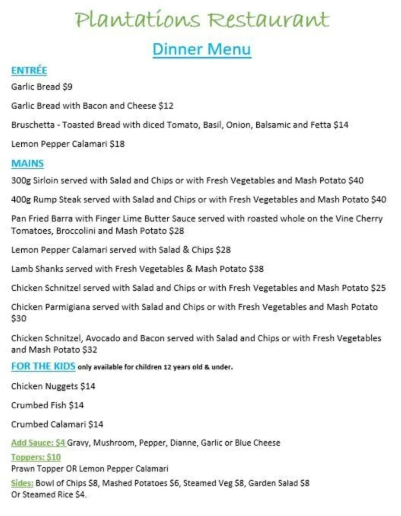 Restaurant/places to eat in Tully Motel