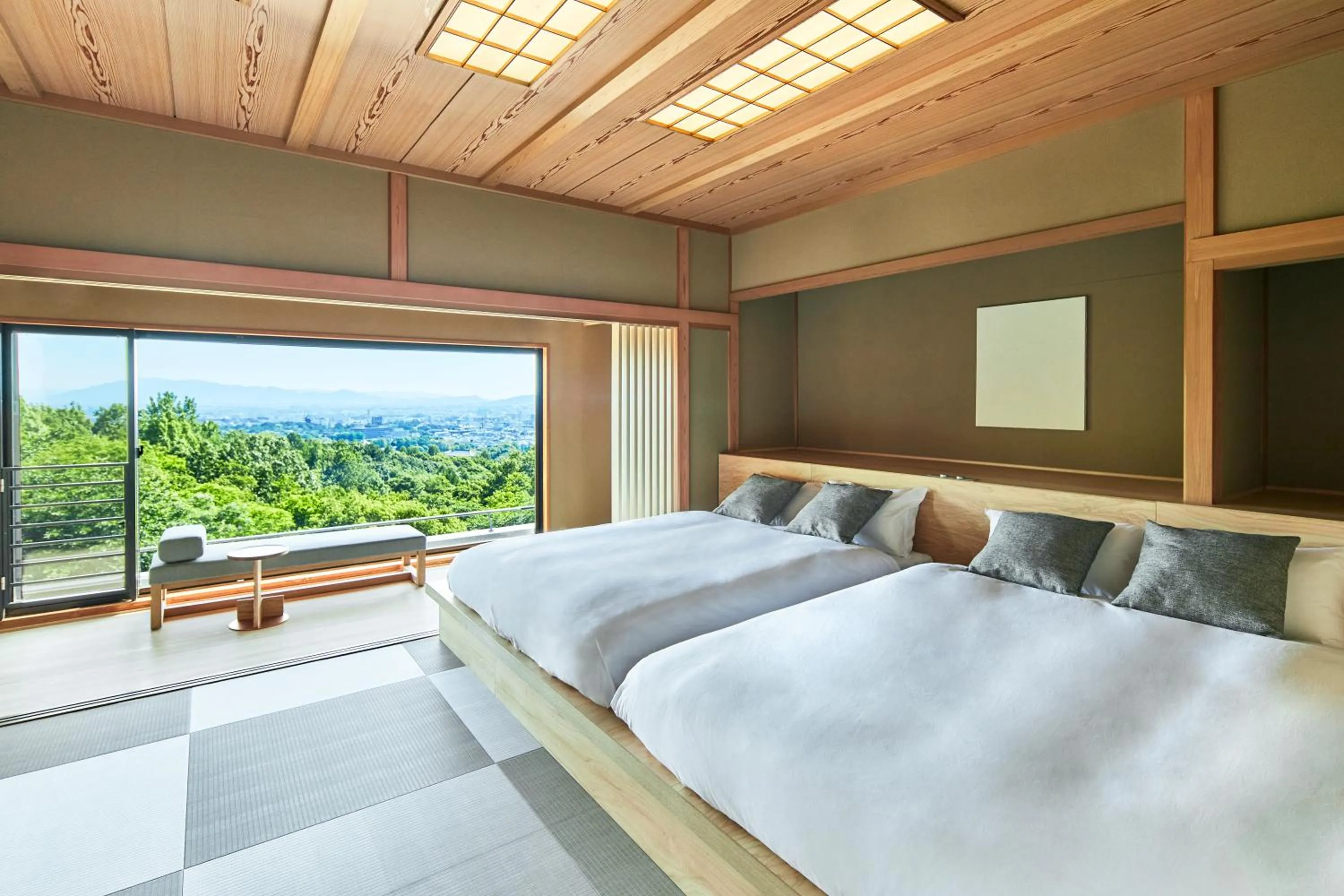 Natural landscape, Bed in ANDO HOTEL NARA Wakakusayama -DLIGHT LIFE & HOTELS-