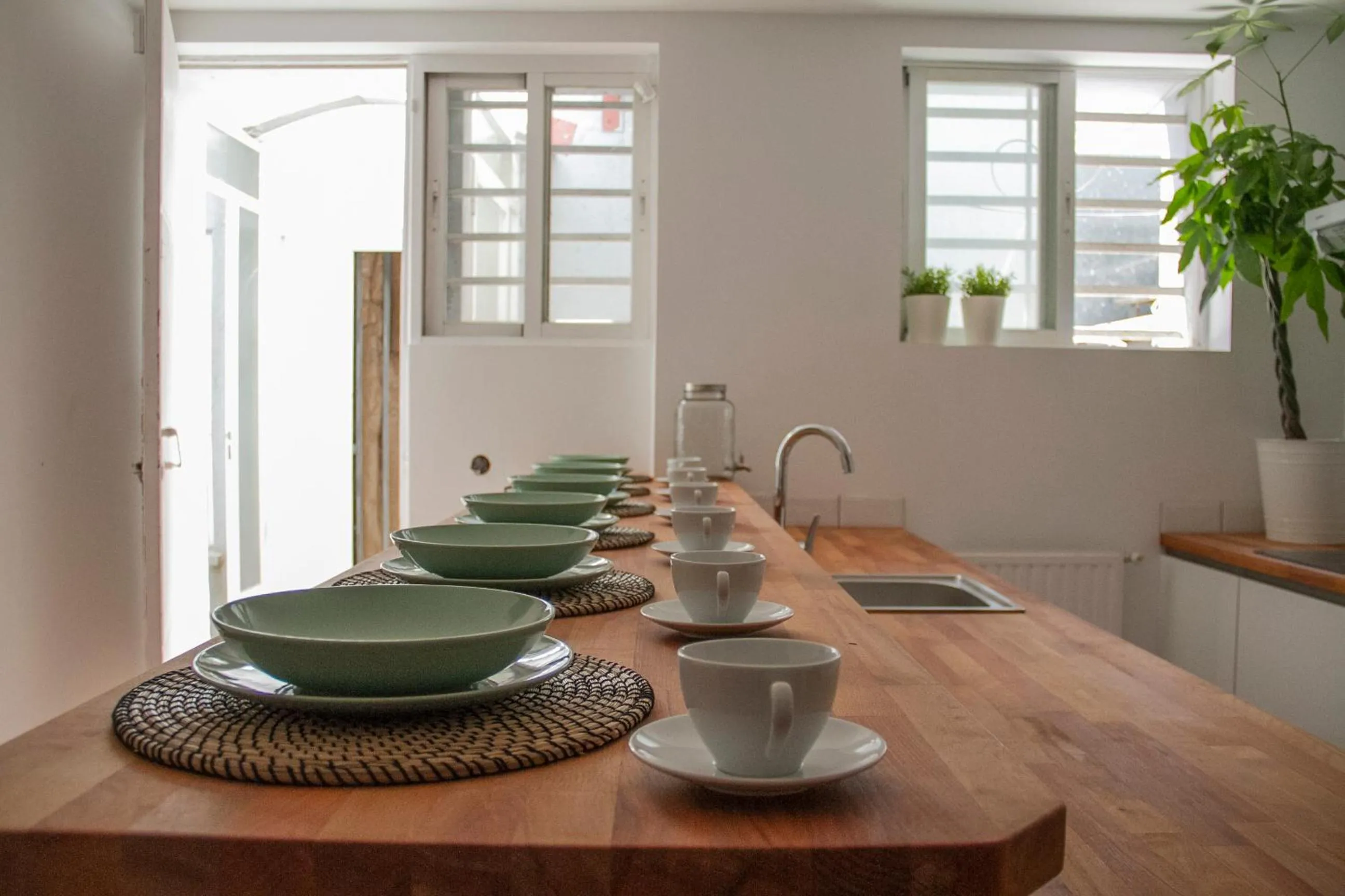 Communal kitchen in Real Beds Madrid