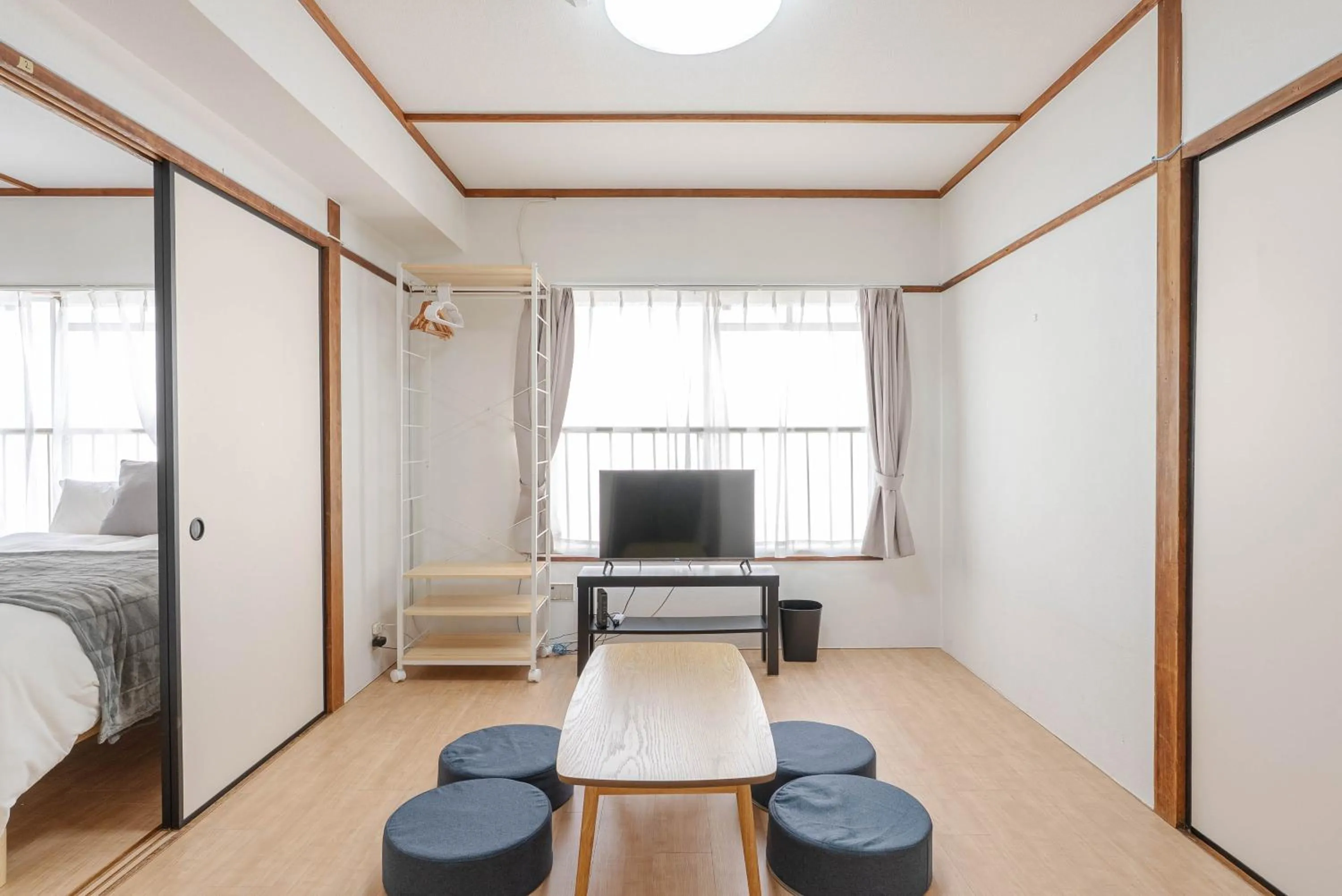 Living room, Bed in Hakata apartment