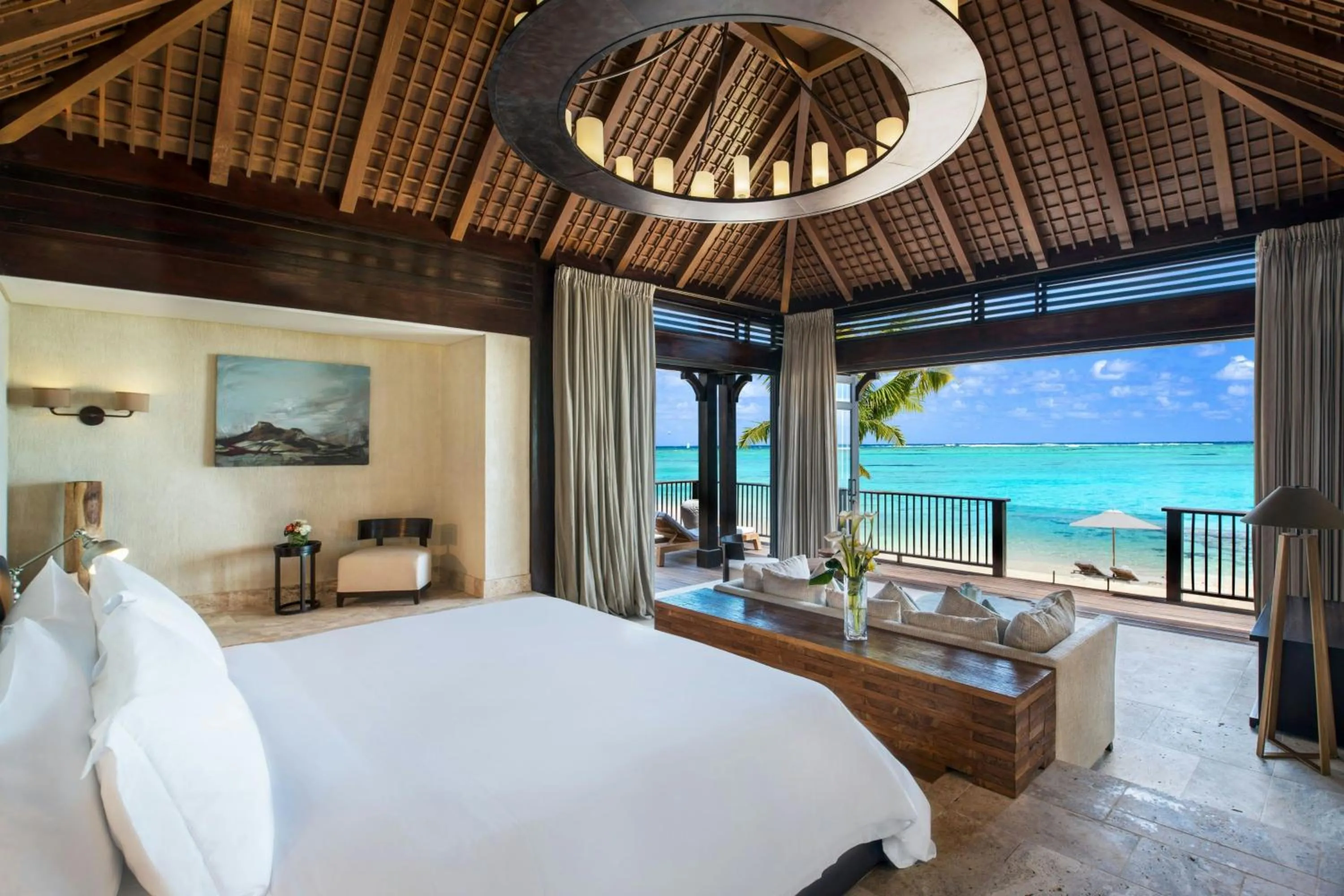 Beach, Bed in The St. Regis Le Morne Resort, Mauritius