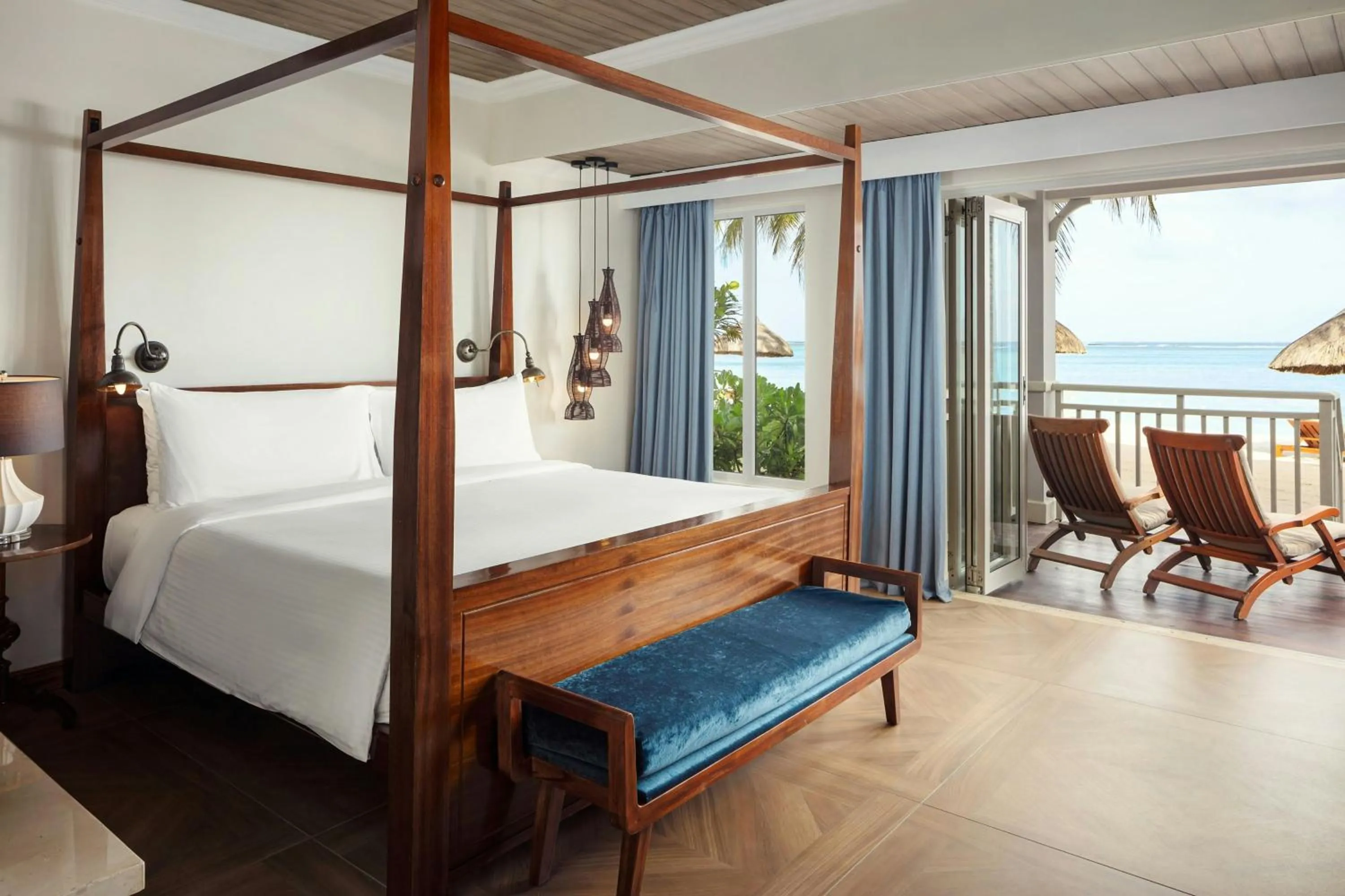 Beach, Bed in The St. Regis Le Morne Resort, Mauritius