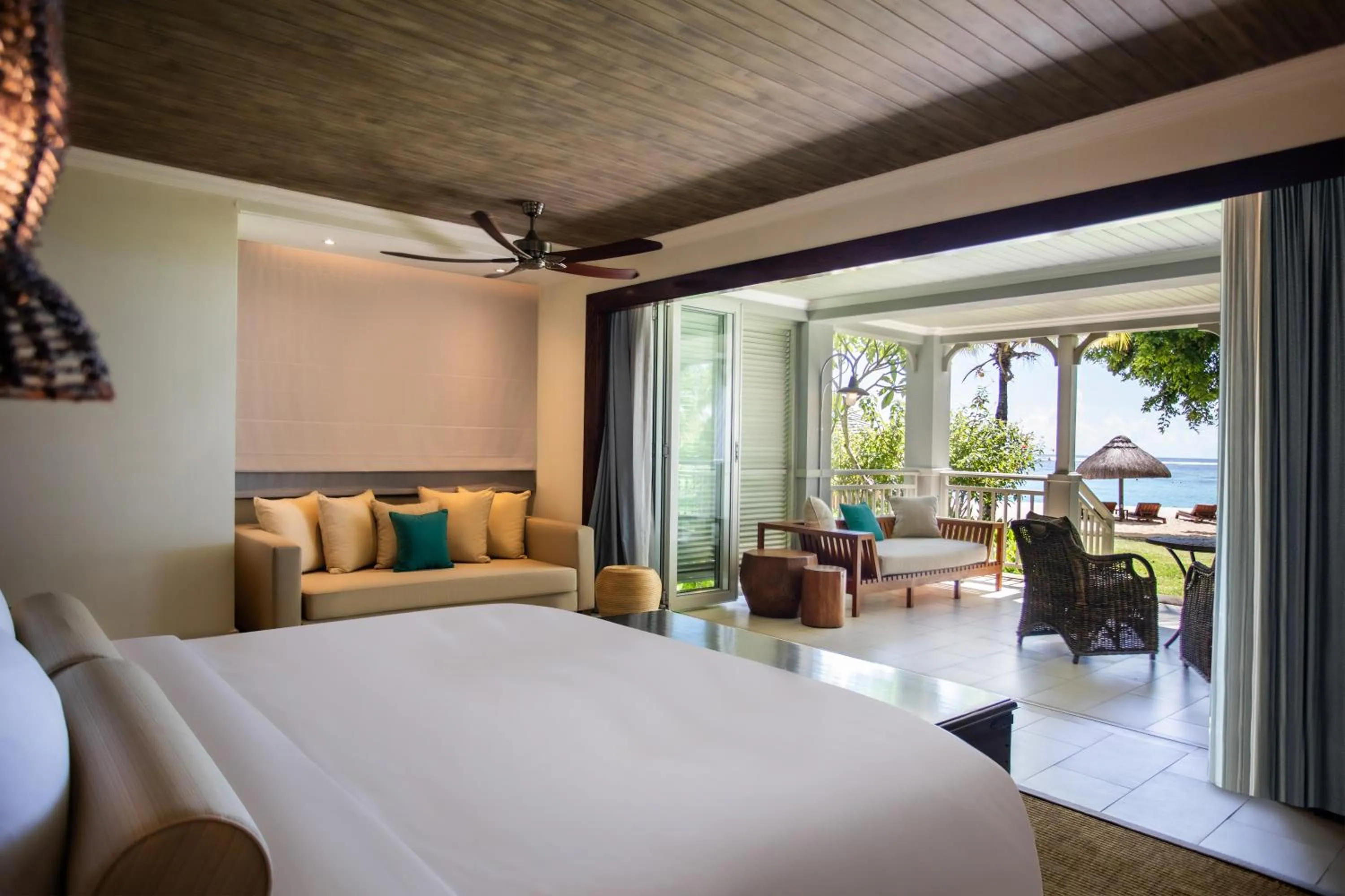 View (from property/room), Bed in JW Marriott Mauritius Resort