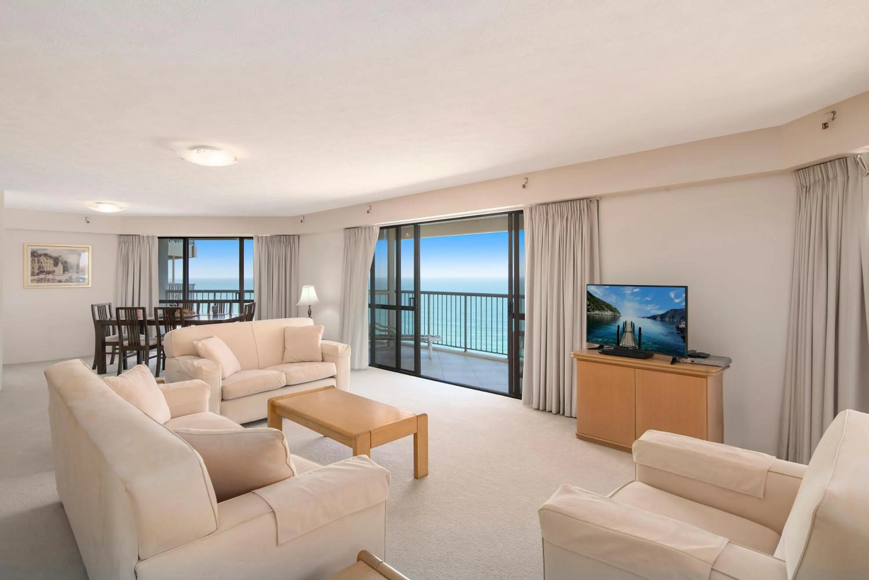 Living room in Burleigh Esplanade Apartments
