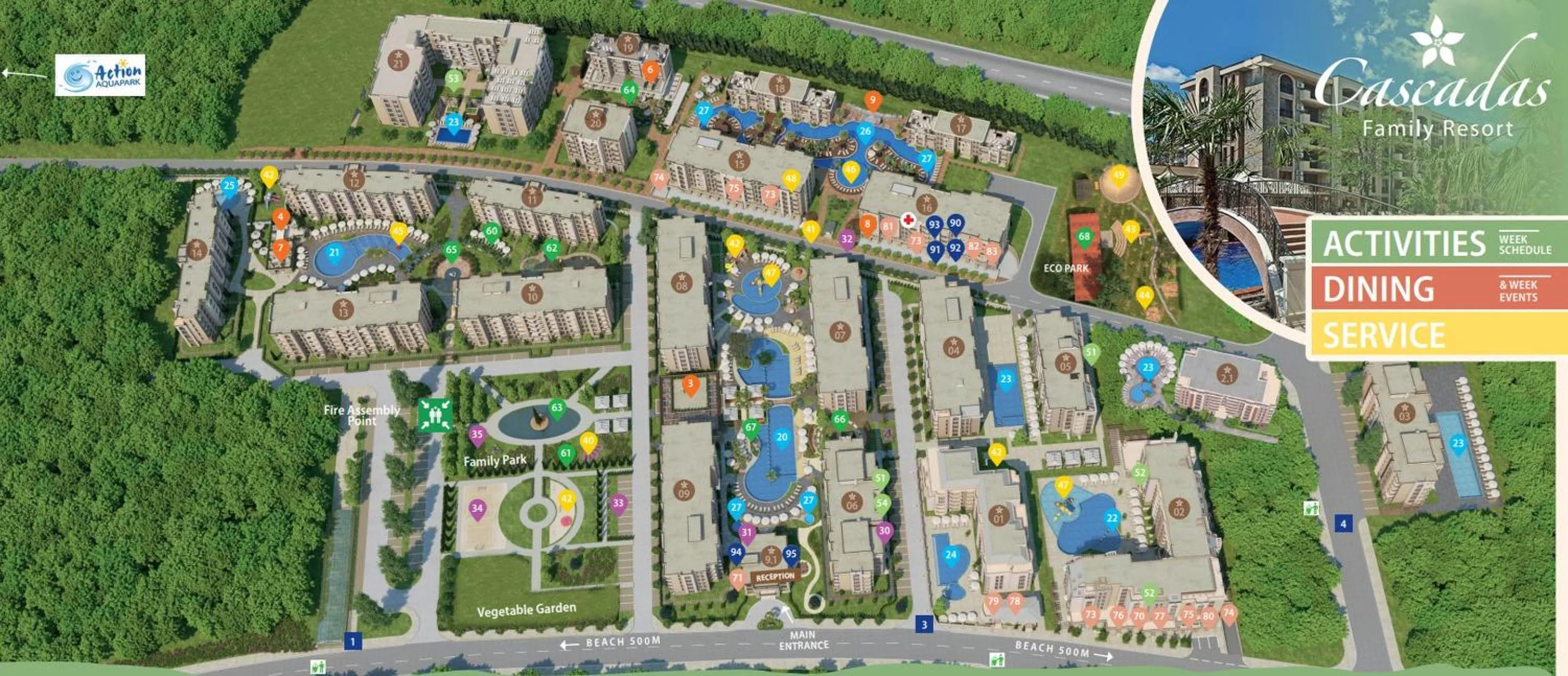 Property building in Cascadas Family Resort