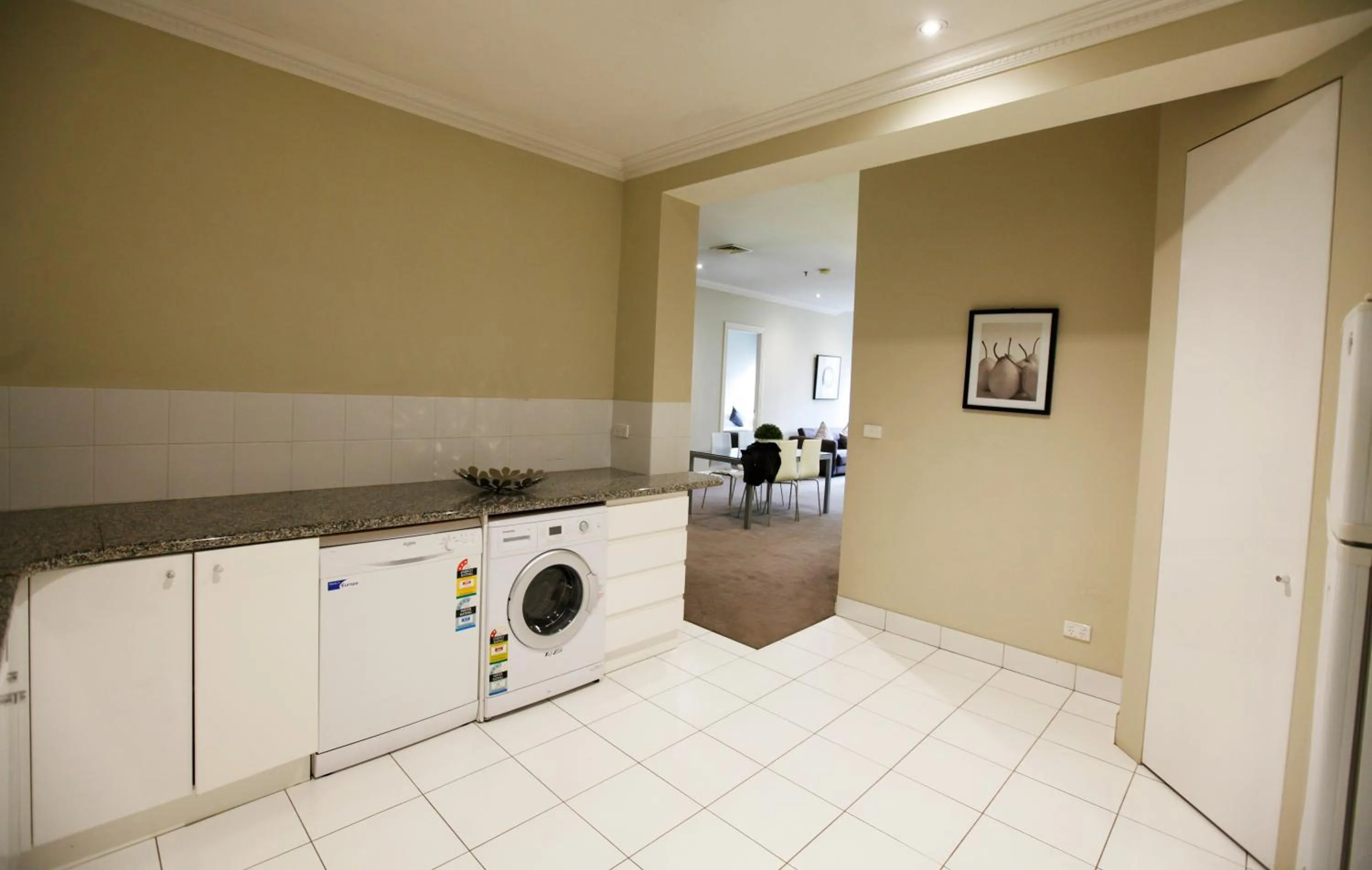 Communal kitchen in Flinders Landing Apartments