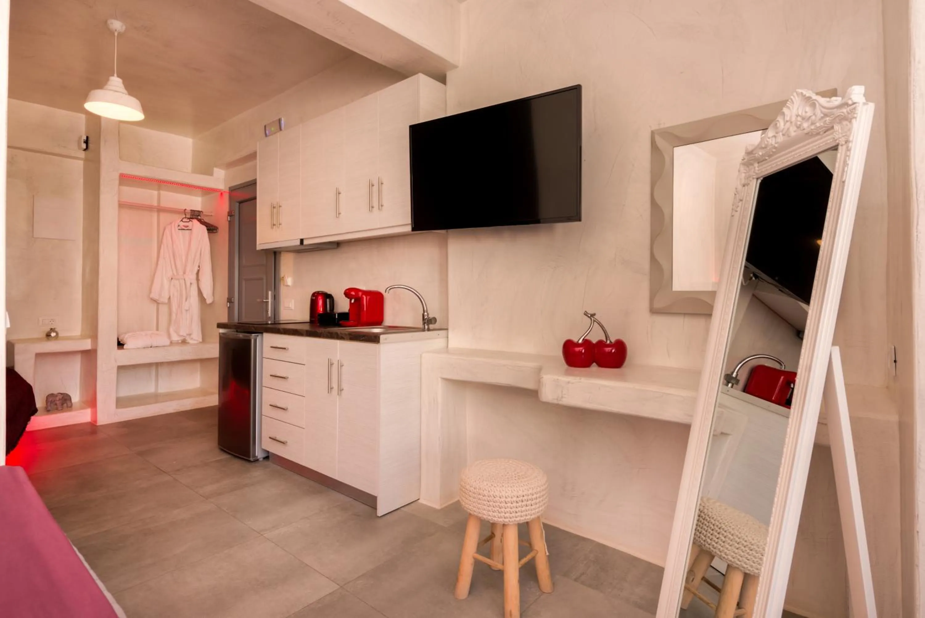 Kitchen or kitchenette in The Muses of Santorini Private Jacuzzi Suites