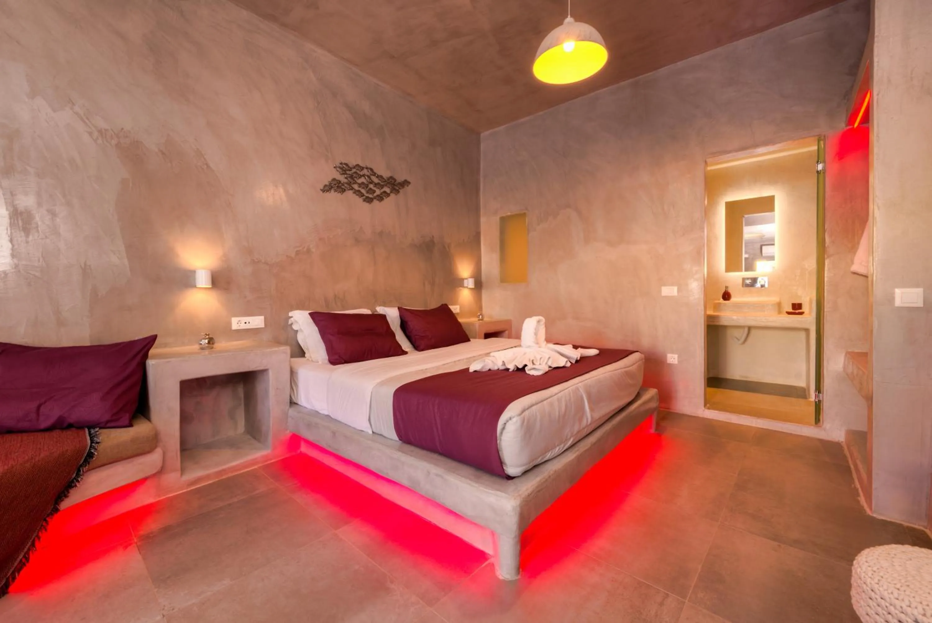 Bedroom, Bed in The Muses of Santorini Private Jacuzzi Suites