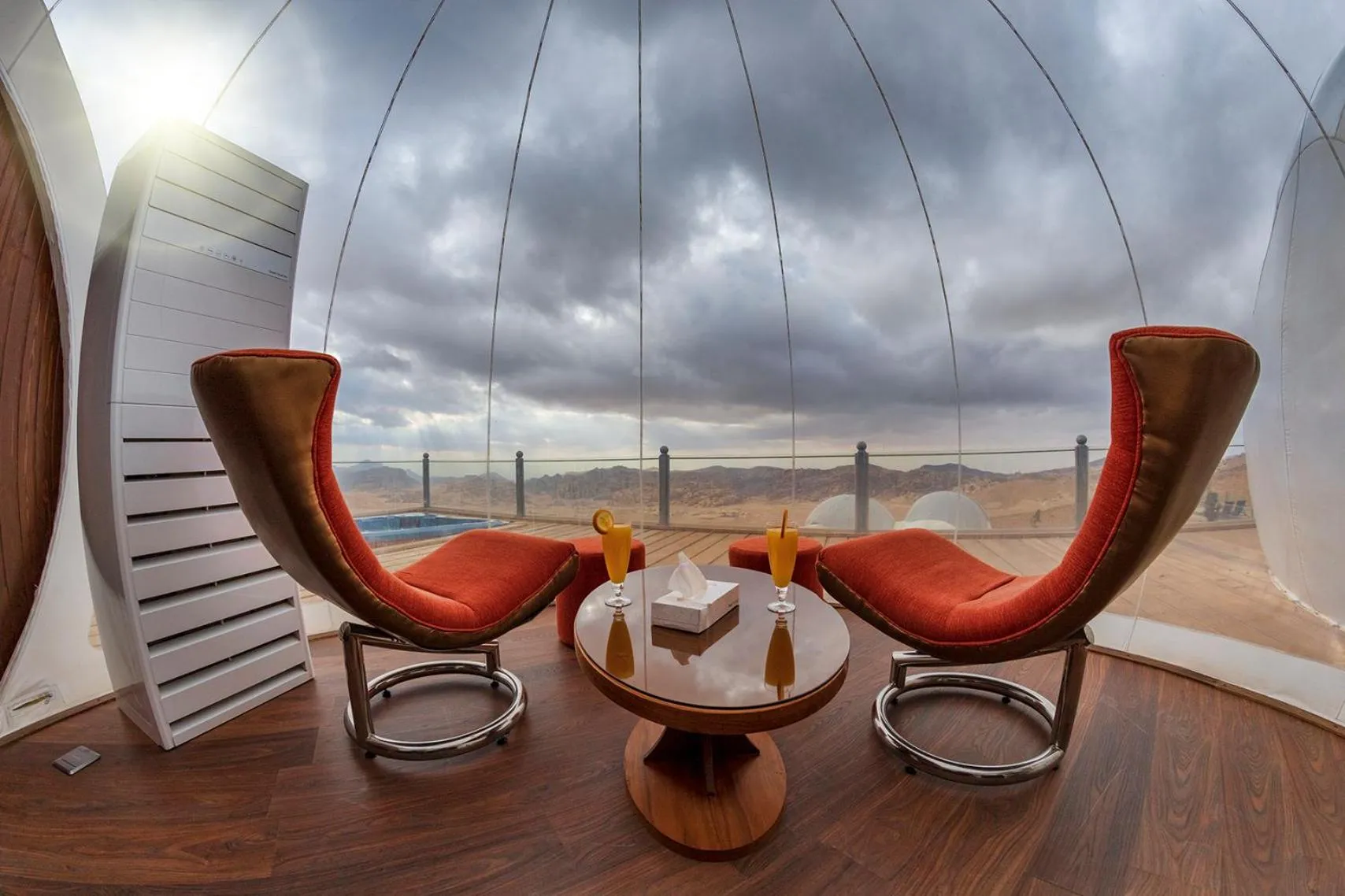 Seating area in Petra Bubble Luxotel