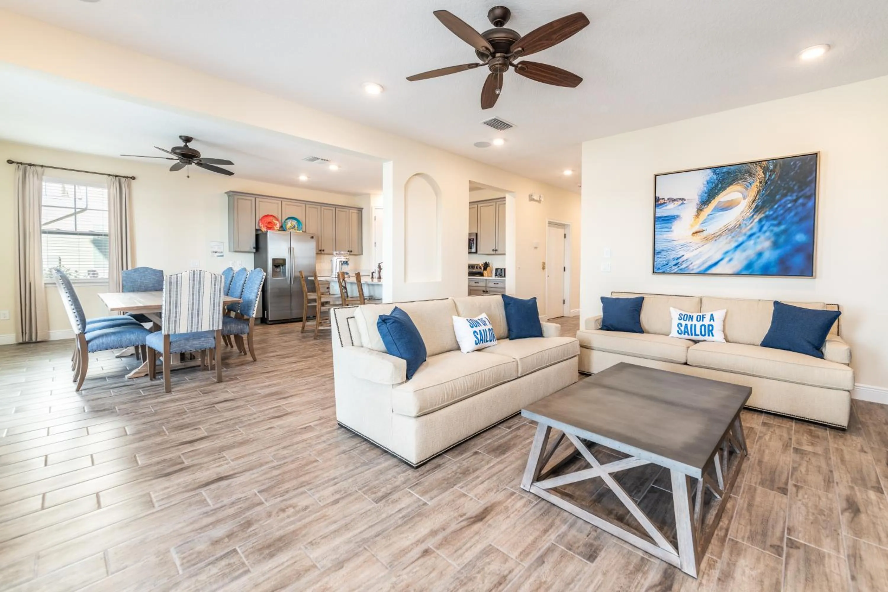 Living room in Margaritaville Cottages Orlando by Rentyl with H2O Waterpark