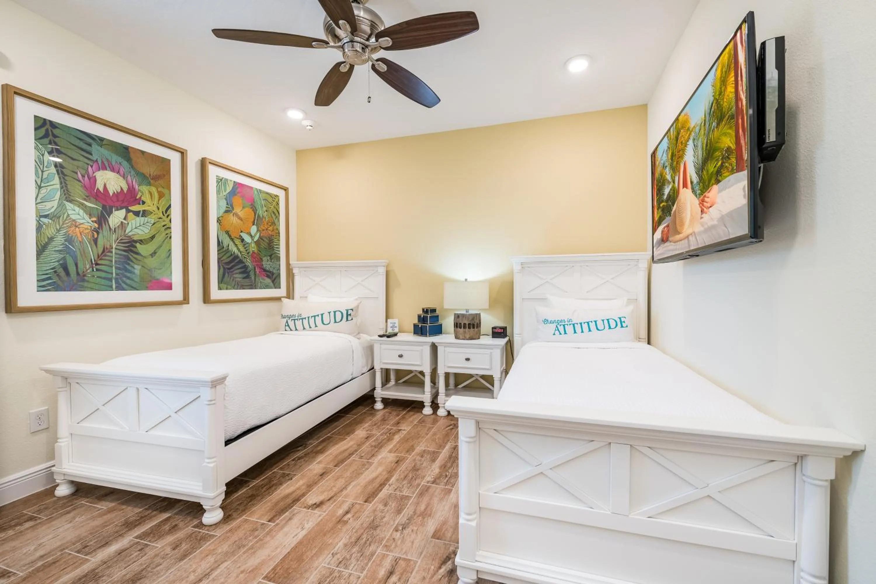 Bedroom, Bed in Margaritaville Cottages Orlando by Rentyl with H2O Waterpark