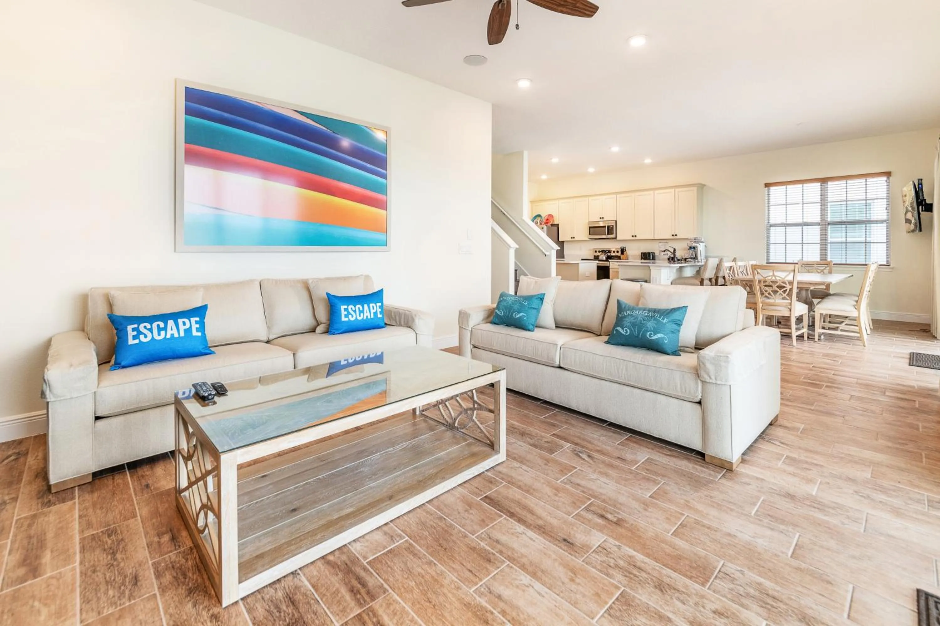 Living room in Margaritaville Cottages Orlando by Rentyl with H2O Waterpark