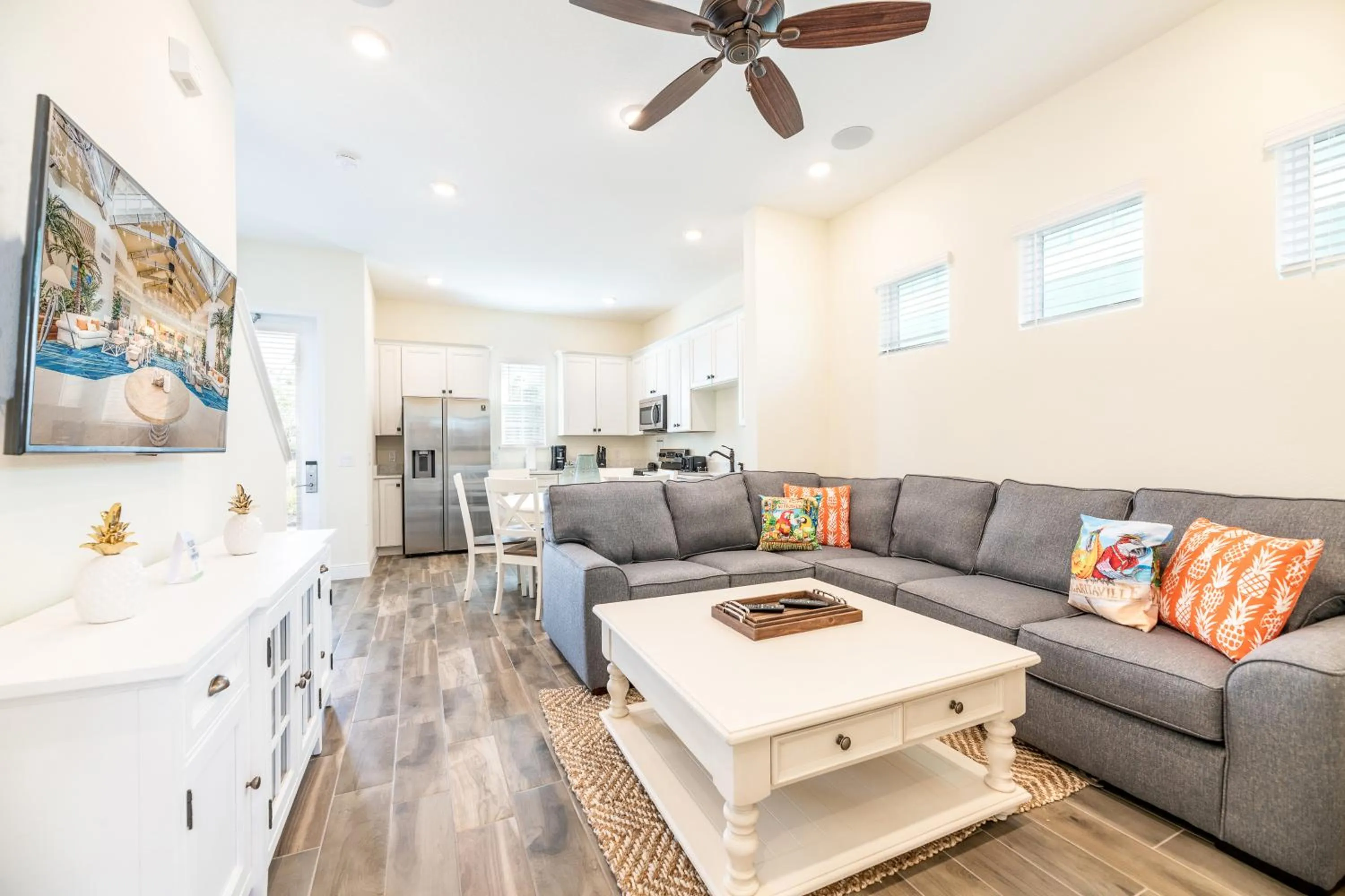 Living room in Margaritaville Cottages Orlando by Rentyl with H2O Waterpark