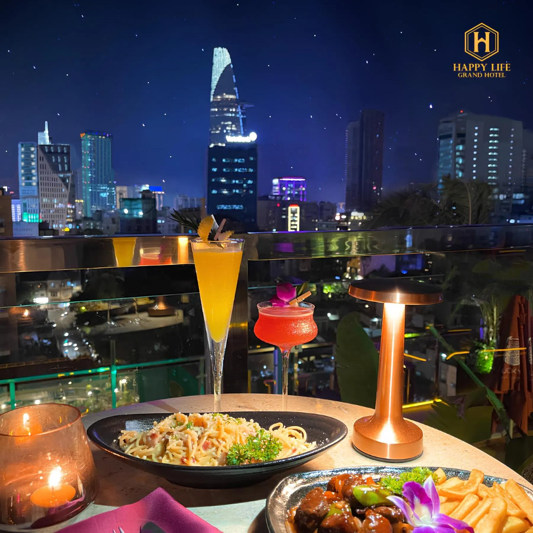 Night in Happy Life Grand Hotel & Rooftop Skybar