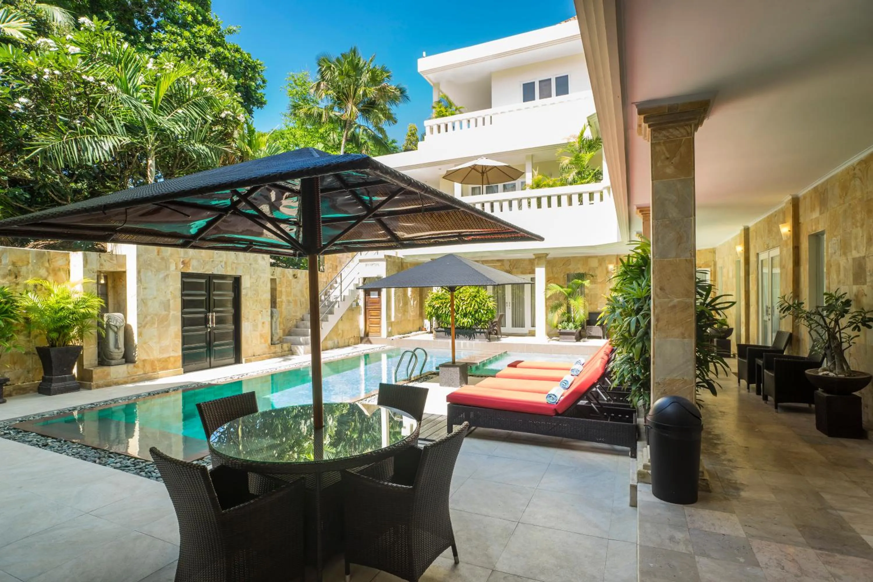 Pool view in Beach Melati Apartments