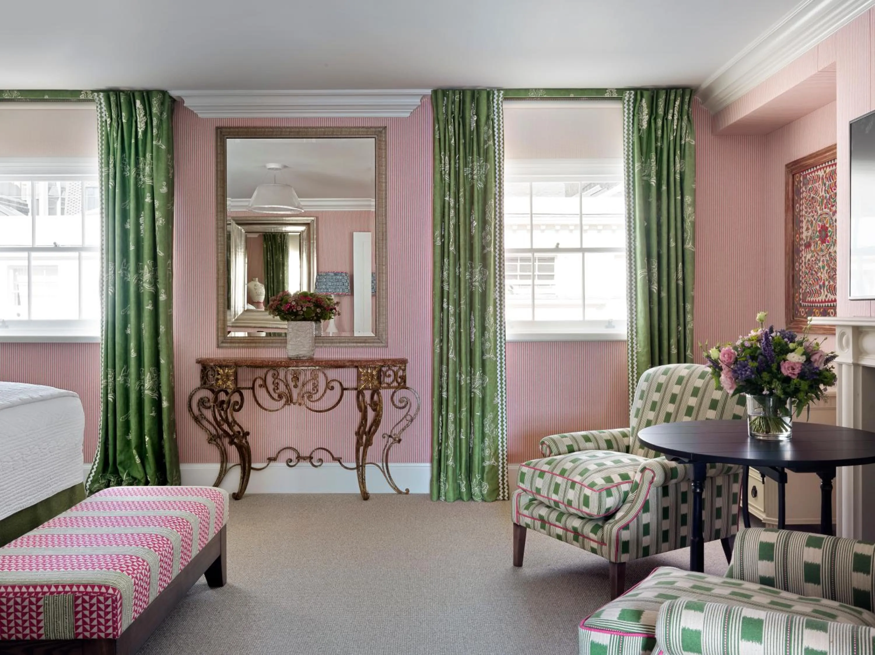 Seating area, Bed in Haymarket Hotel, Firmdale Hotels