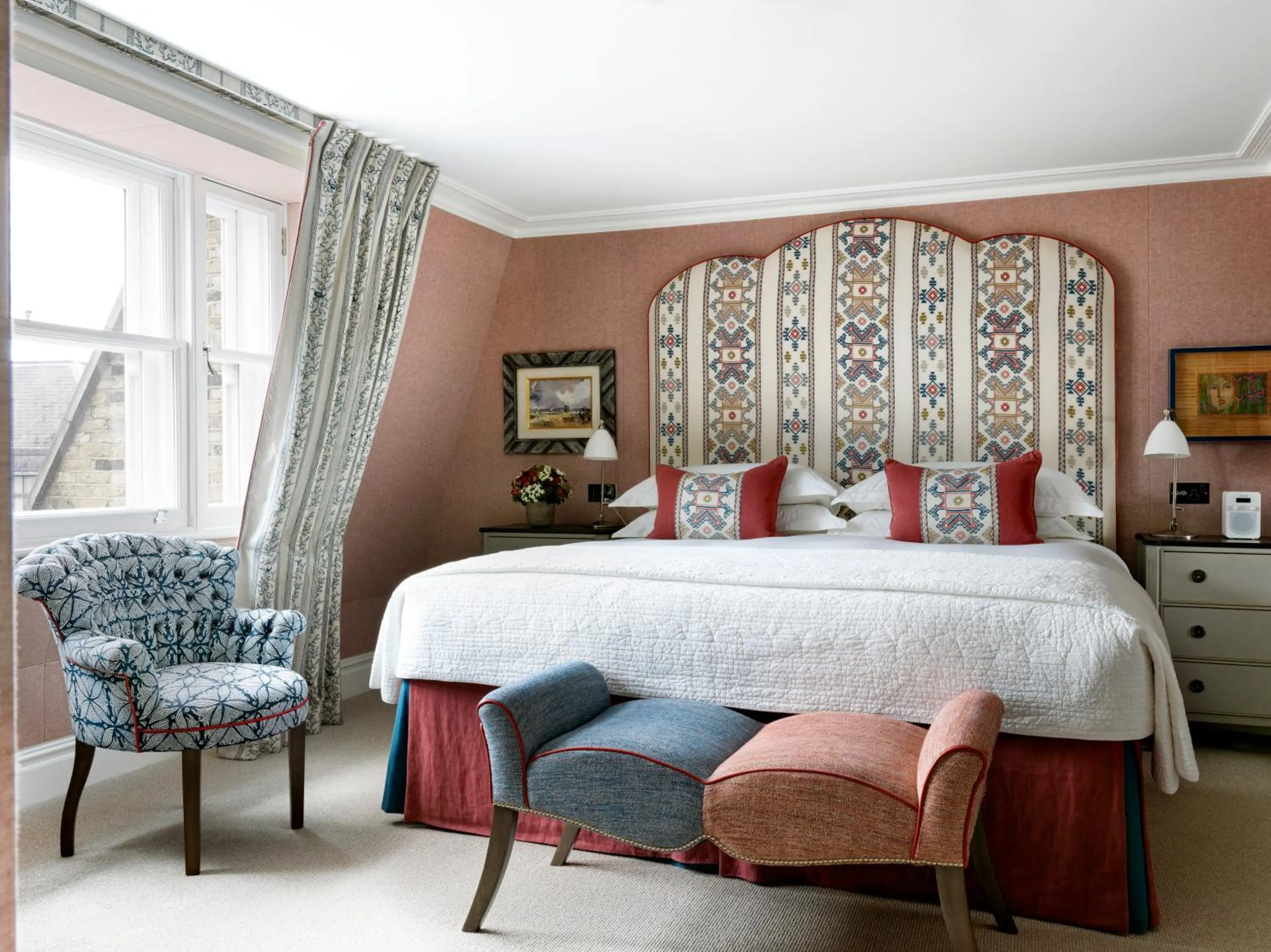 Bedroom, Bed in Charlotte Street Hotel, Firmdale Hotels