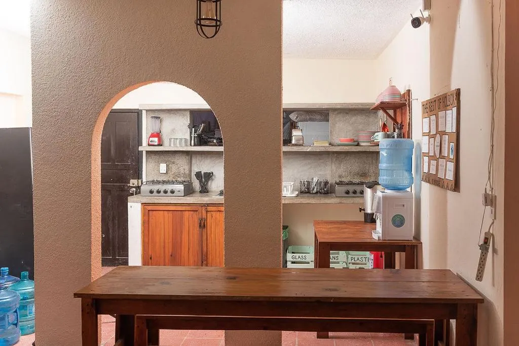 Communal kitchen in Mapache Hostel