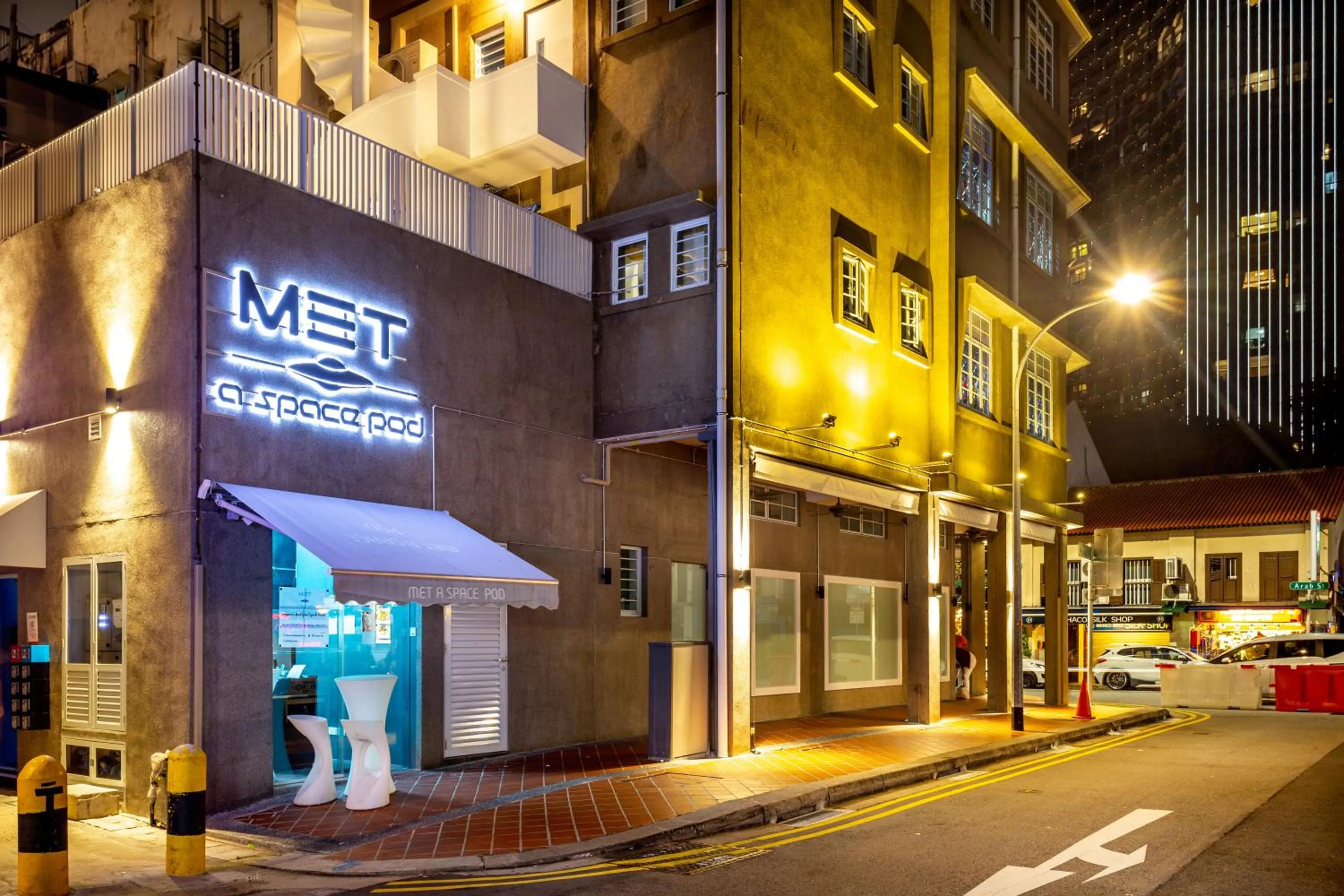 Facade/entrance in MET A Space Pod at Arab Street