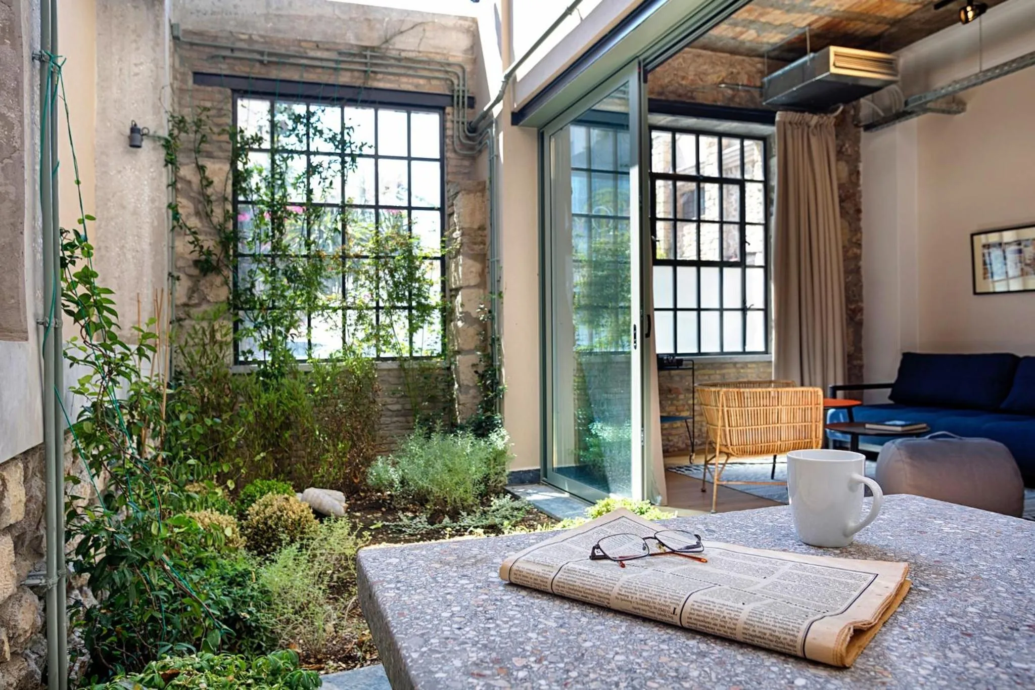 Patio, Bed in The Foundry Suites