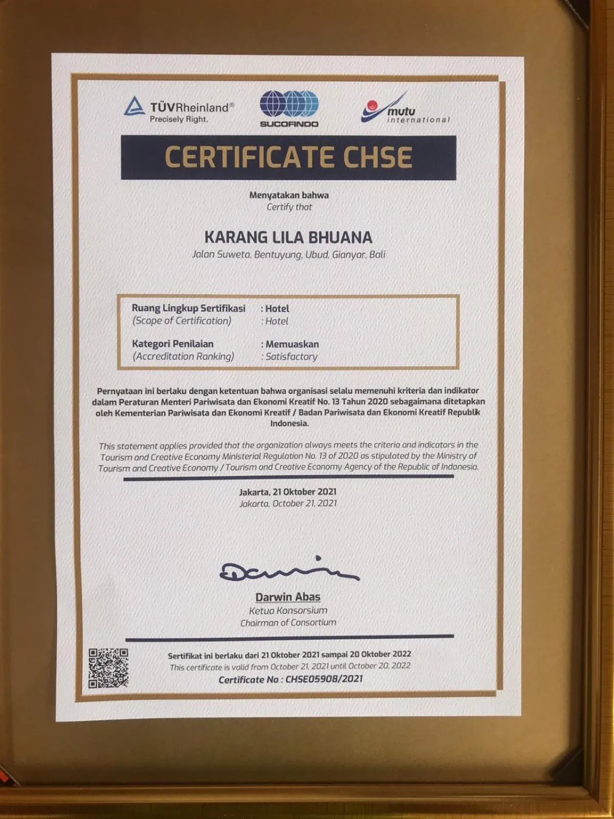 Logo/Certificate/Sign in Karang Lila Bhuana Ubud