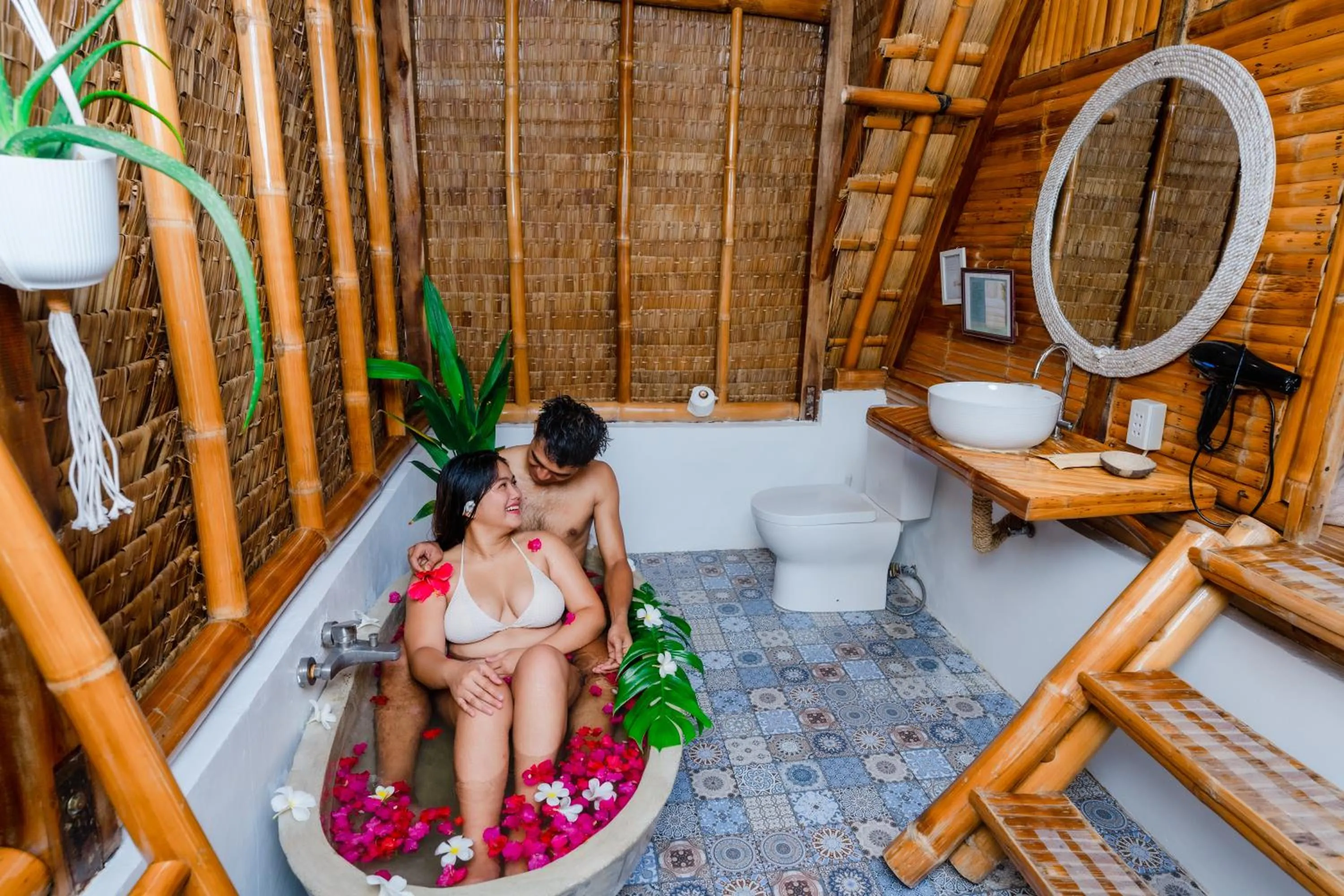 People in Tongo Hill Cottages