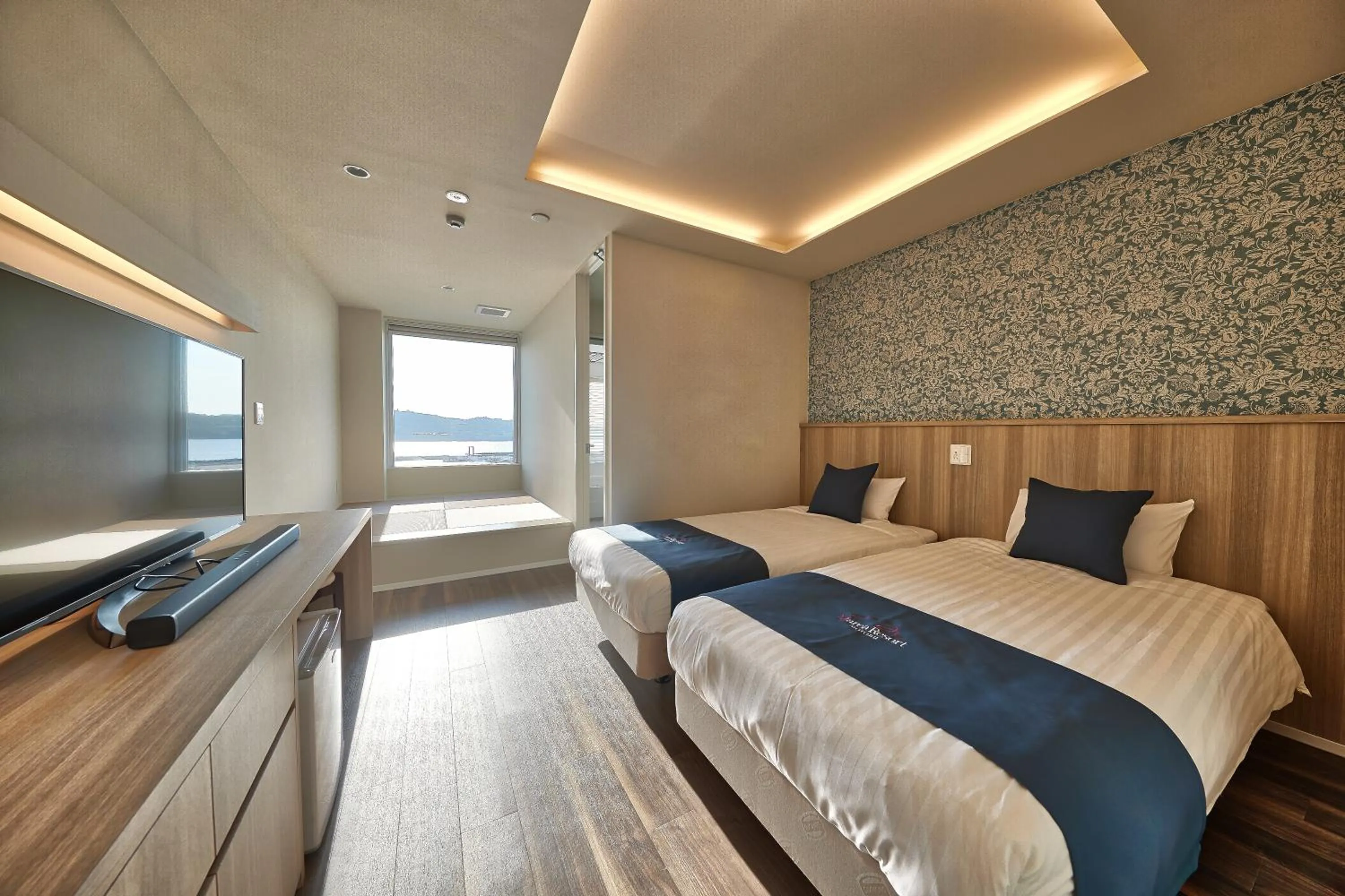 Bed in Marea Resort Motobu