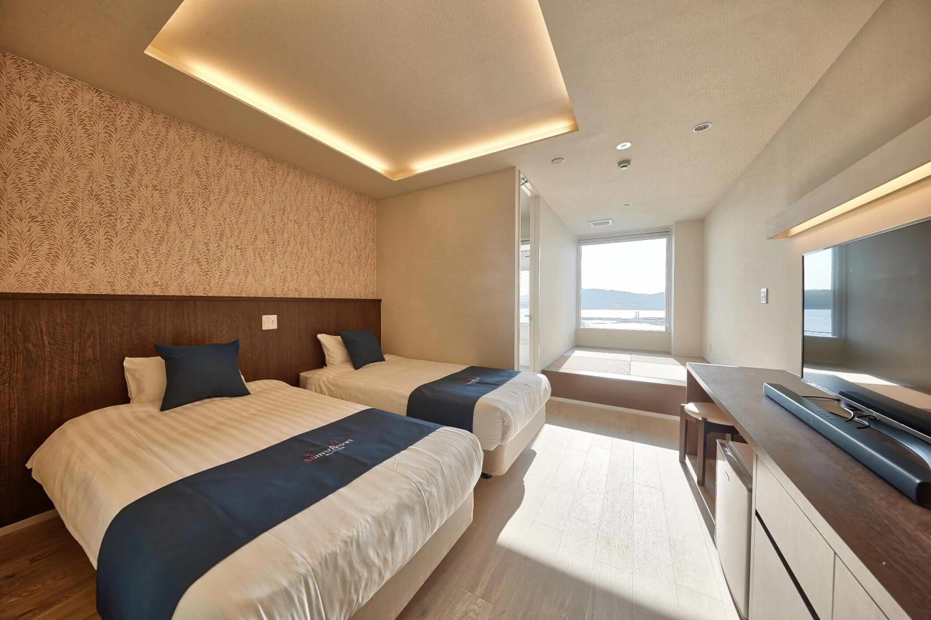 Bed in Marea Resort Motobu