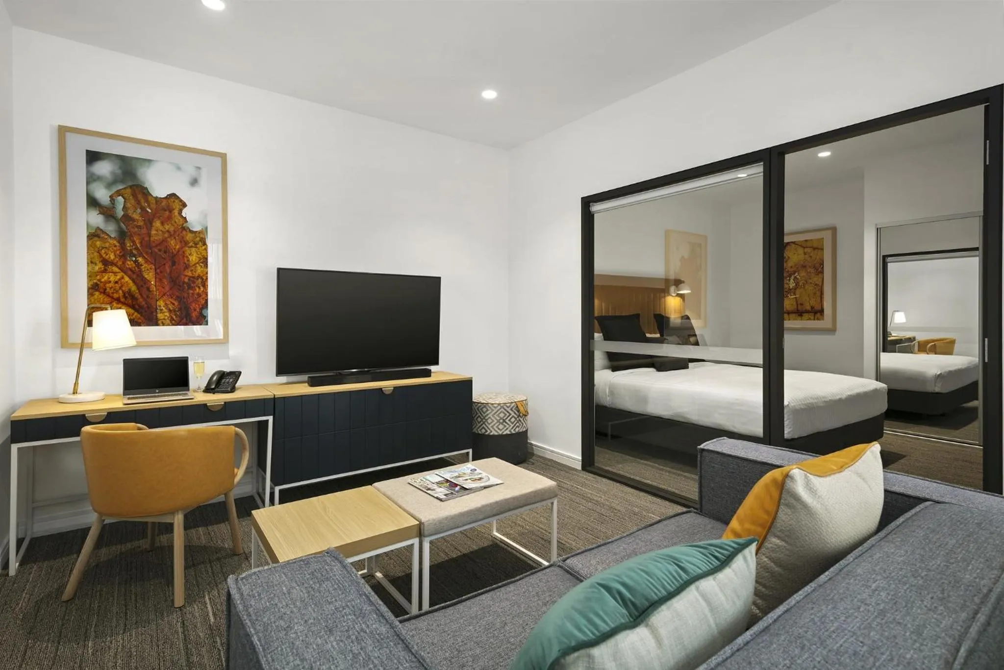 Communal lounge/ TV room, Bed in Quest Canberra City Walk